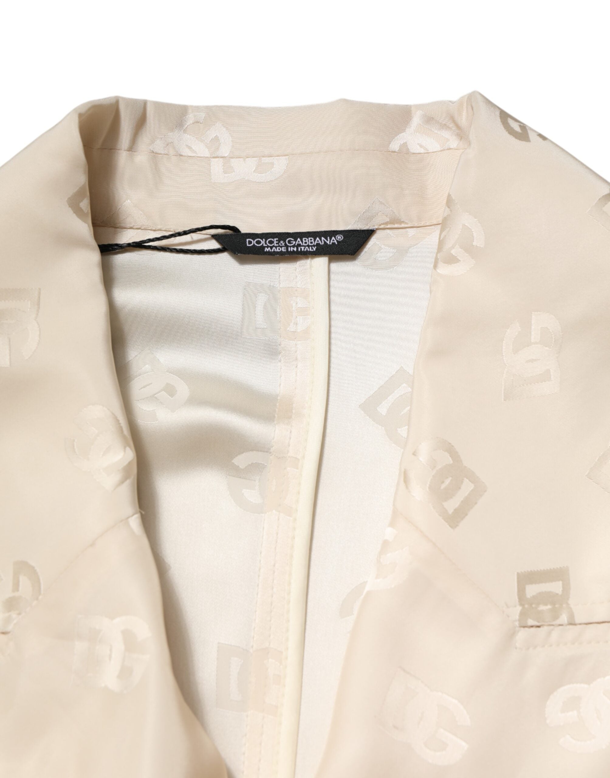 Dolce & Gabbana Beige Polyester Logo Monogramm Mantel Jacke-5