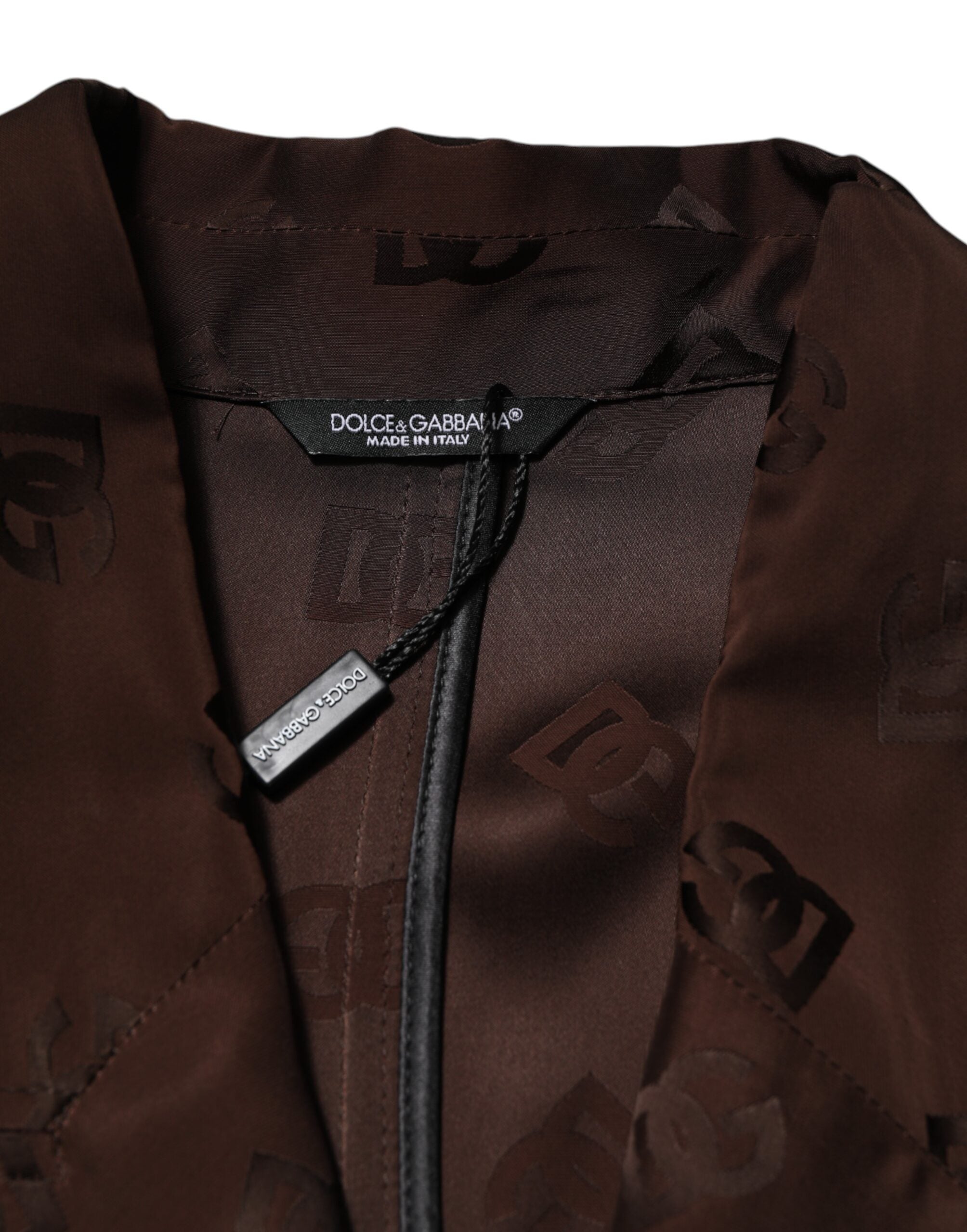 Dolce & Gabbana Brown Polyester Logo Monogram Coat Jacket-5