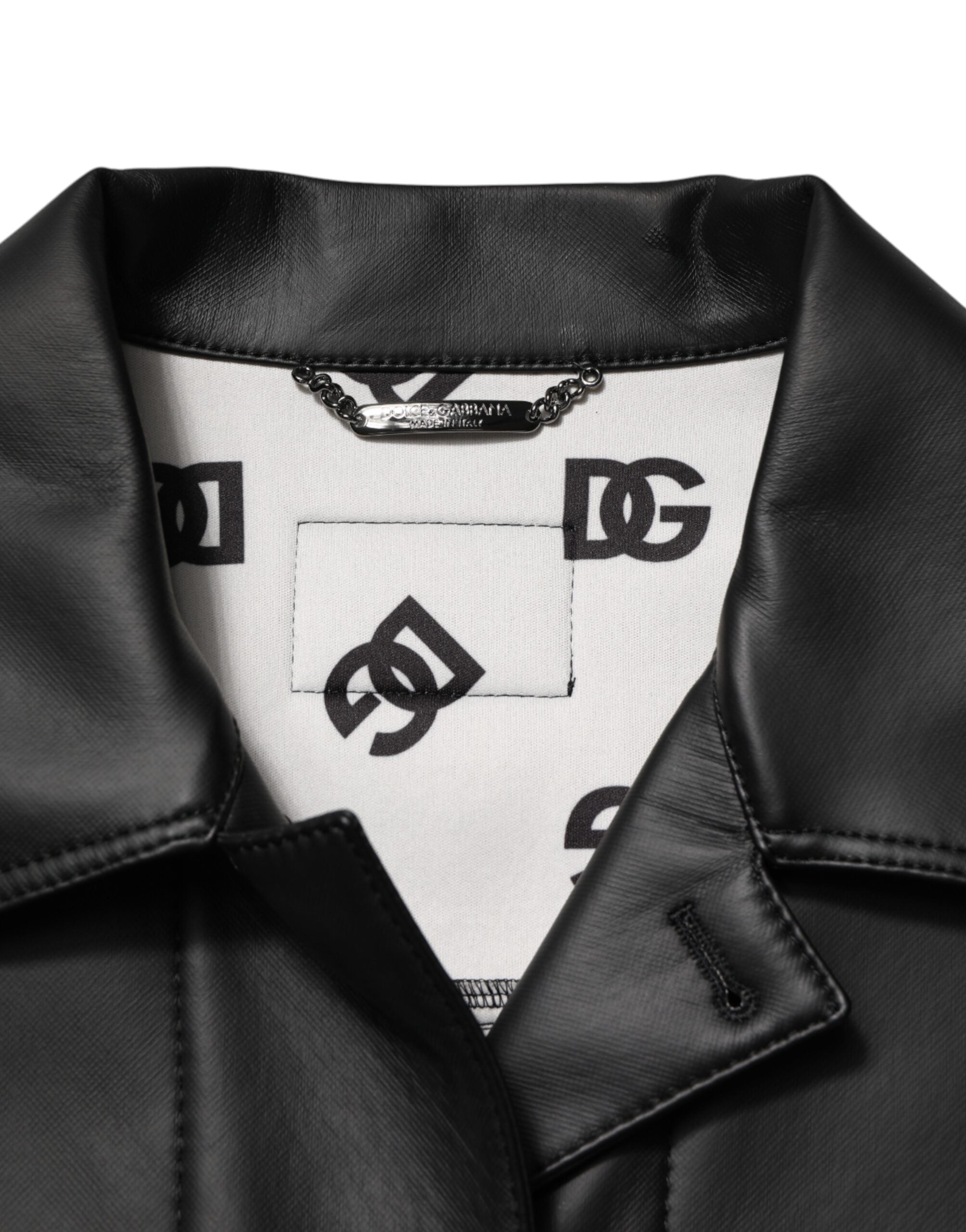 Dolce & Gabbana Black polyester biker jacket with button closure-7