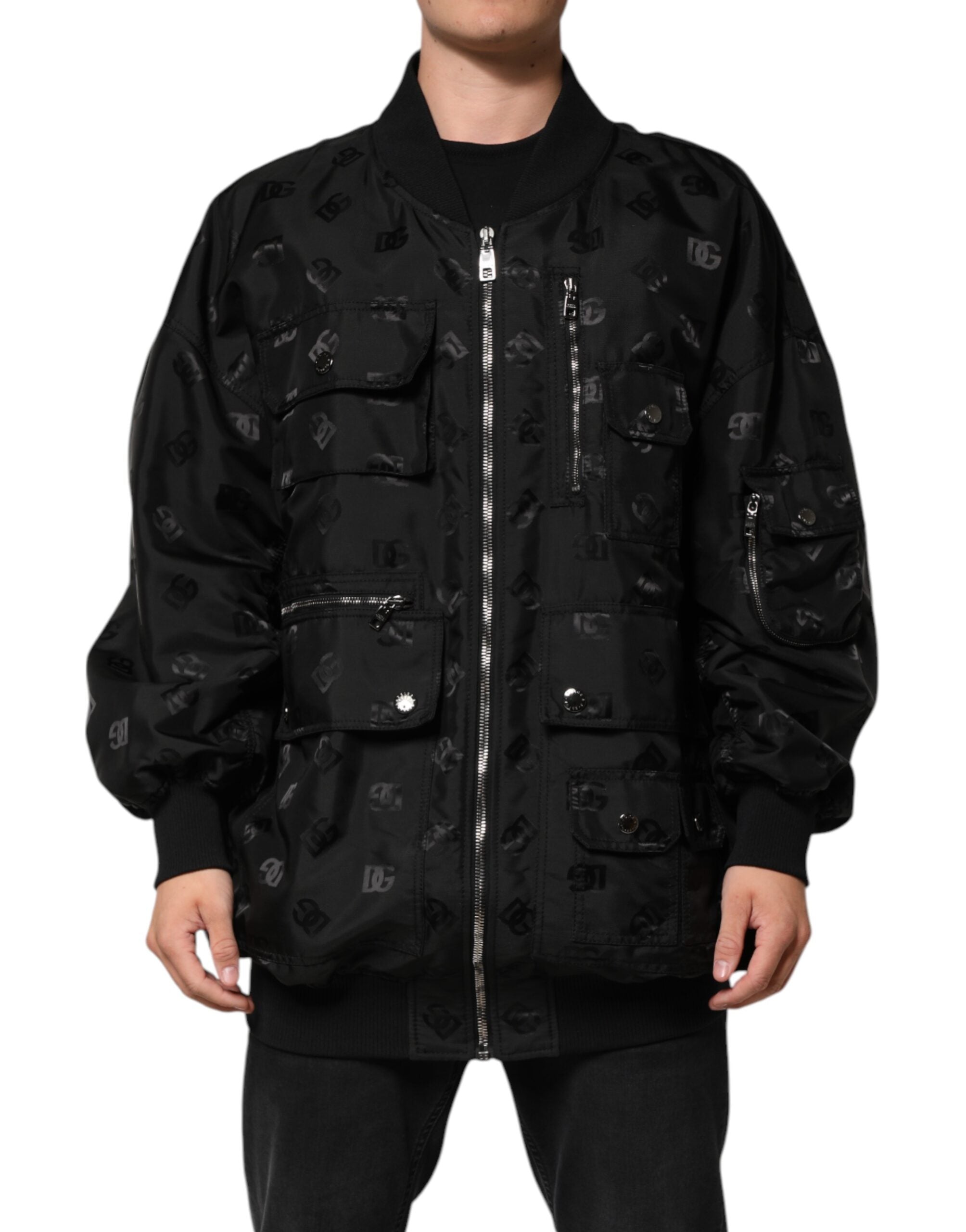 Dolce & Gabbana Black Cargo Windbreaker Logo Mania Jacket-2