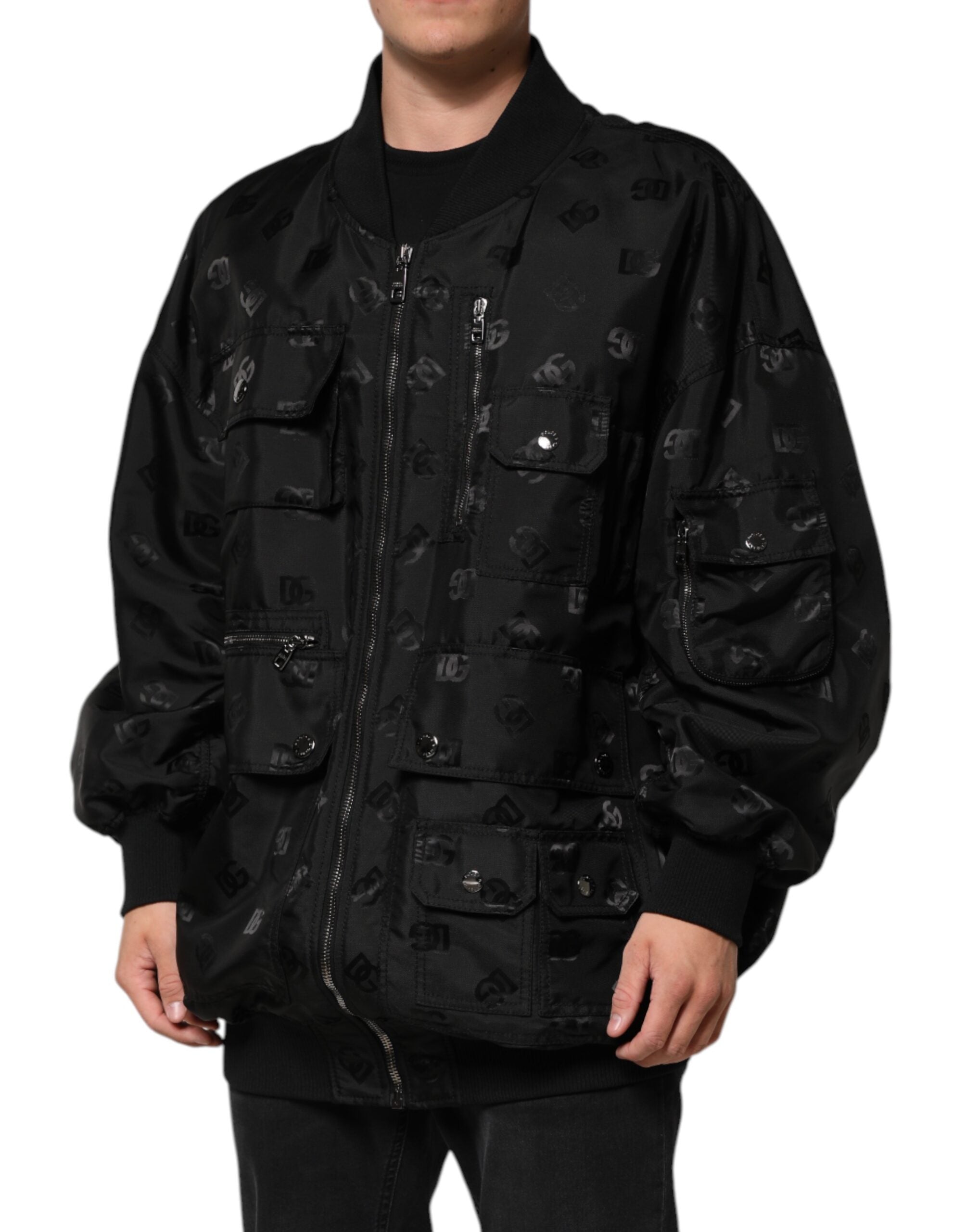 Dolce & Gabbana Black Cargo Windbreaker Logo Mania Jacket-3