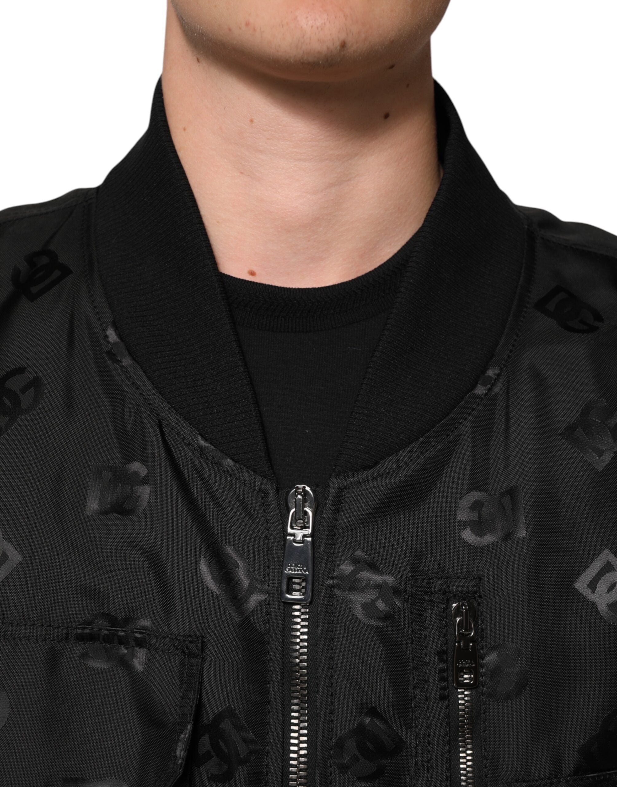 Dolce & Gabbana Black Cargo Windbreaker Logo Mania Jacket-5