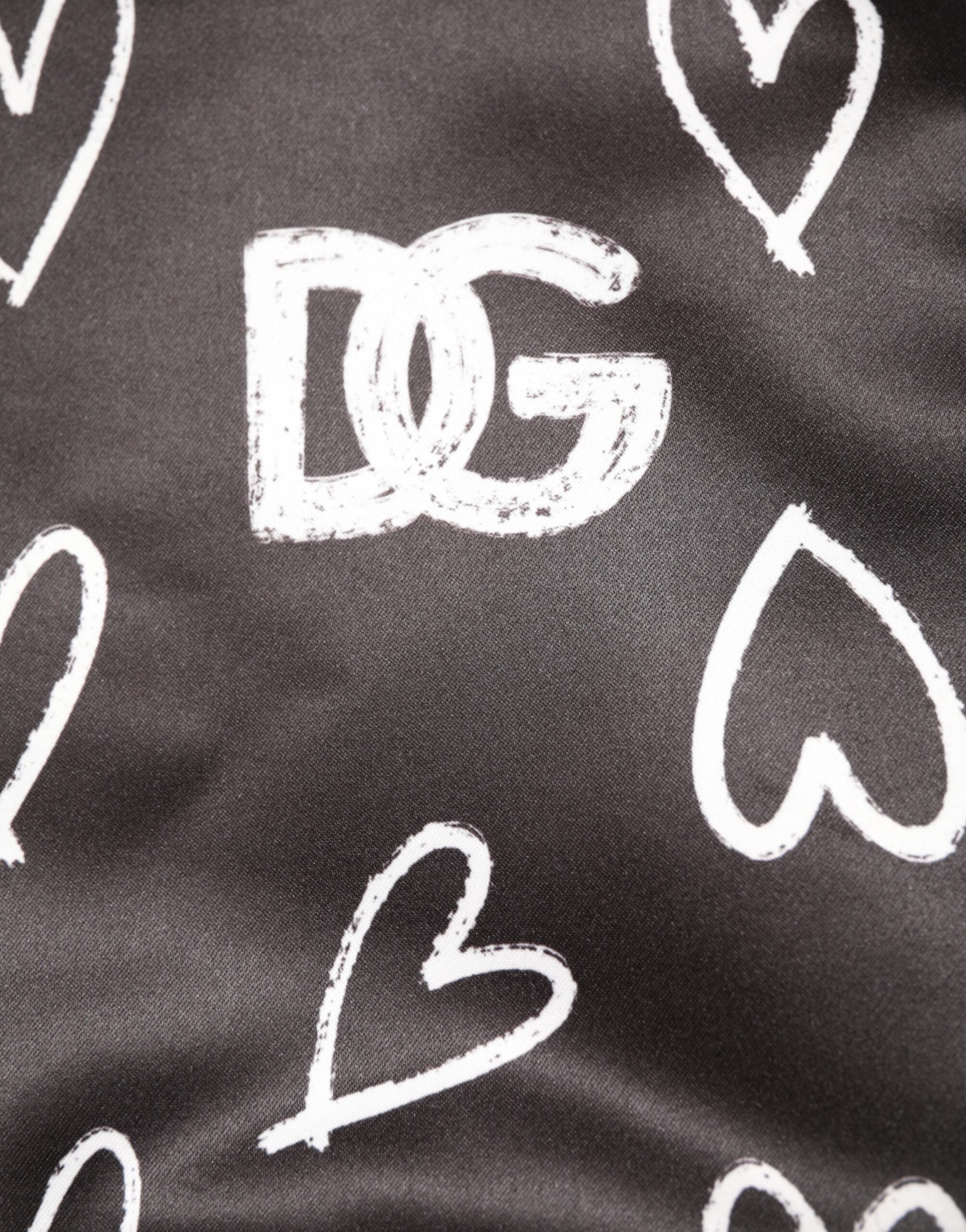 Dolce & Gabbana black polyester bomber jacket with heart print-6