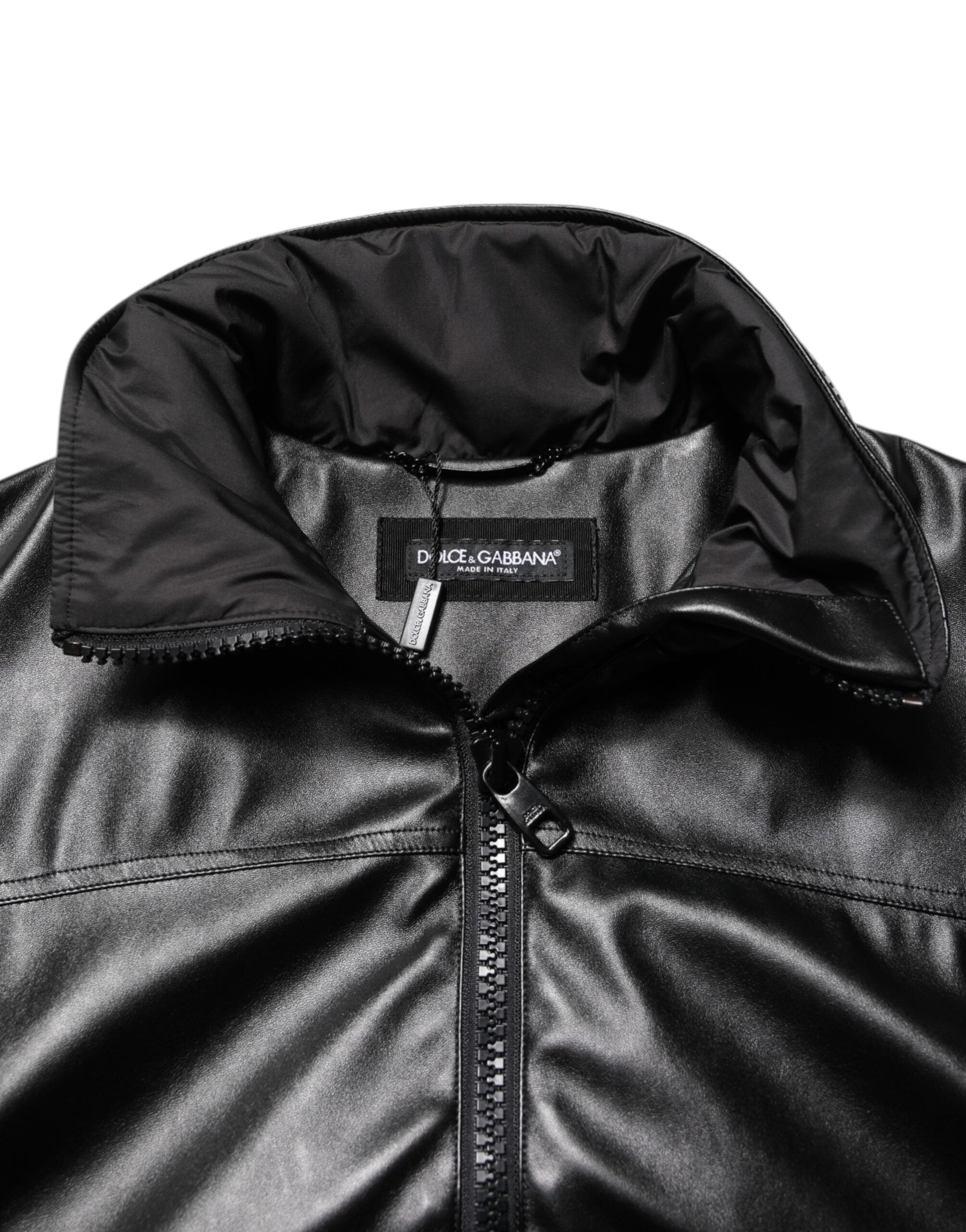 Dolce & Gabbana Black Polyester Logo Plaque Bomber Jacket-5
