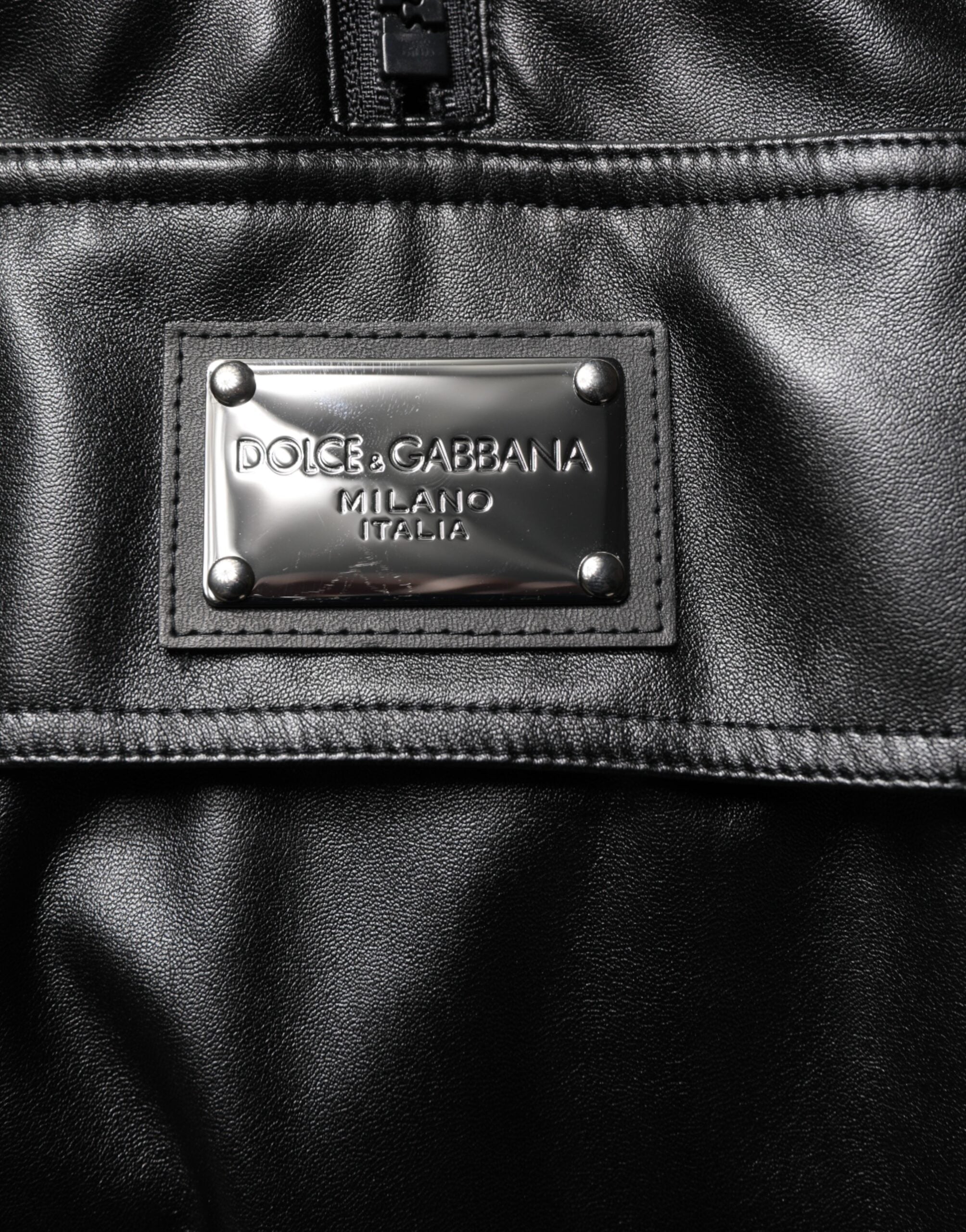 Dolce & Gabbana Black Polyester Logo Plaque Bomber Jacket-6