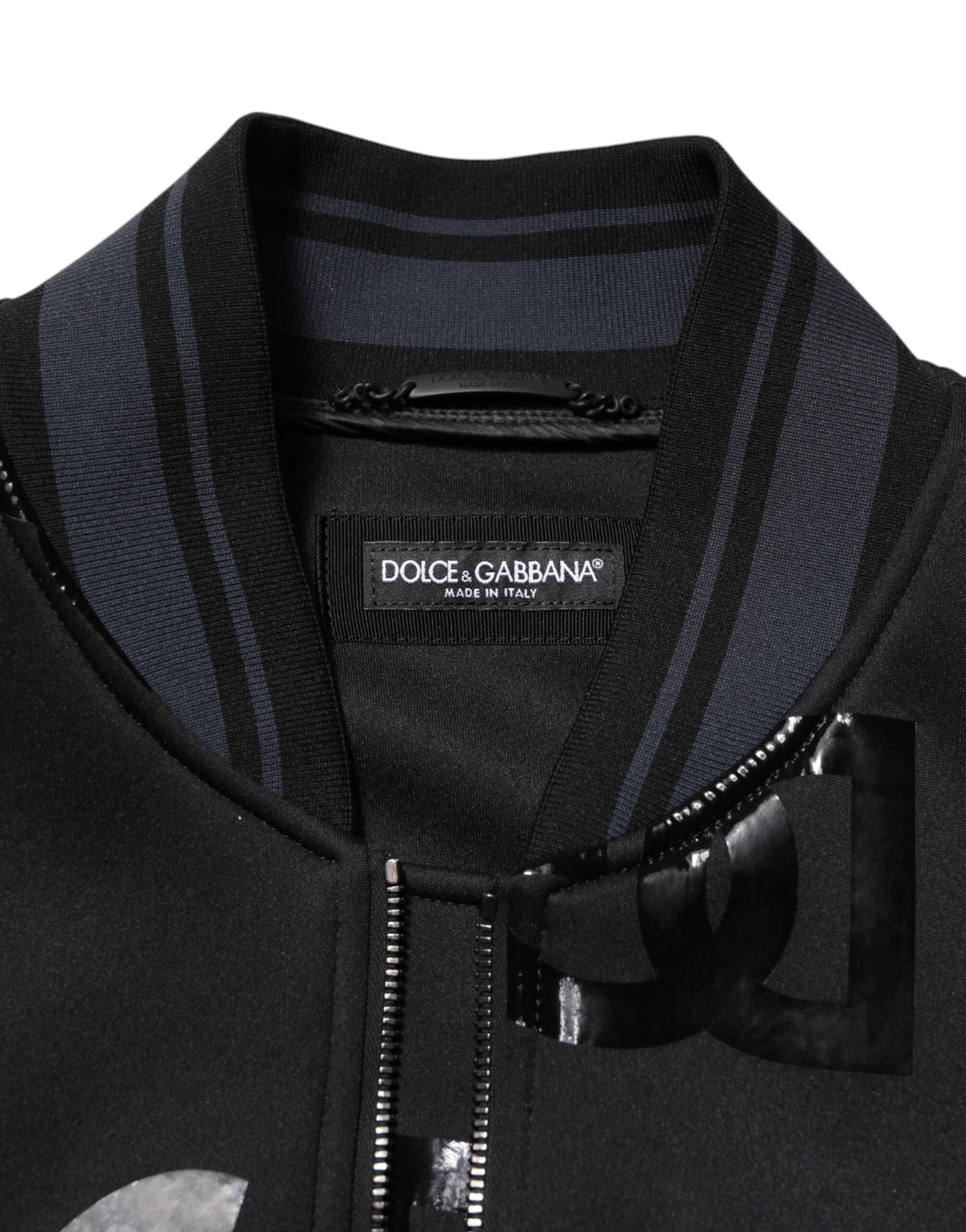 Dolce & Gabbana Black Wool Logo DG Mania Men's Bomber Jacket-6