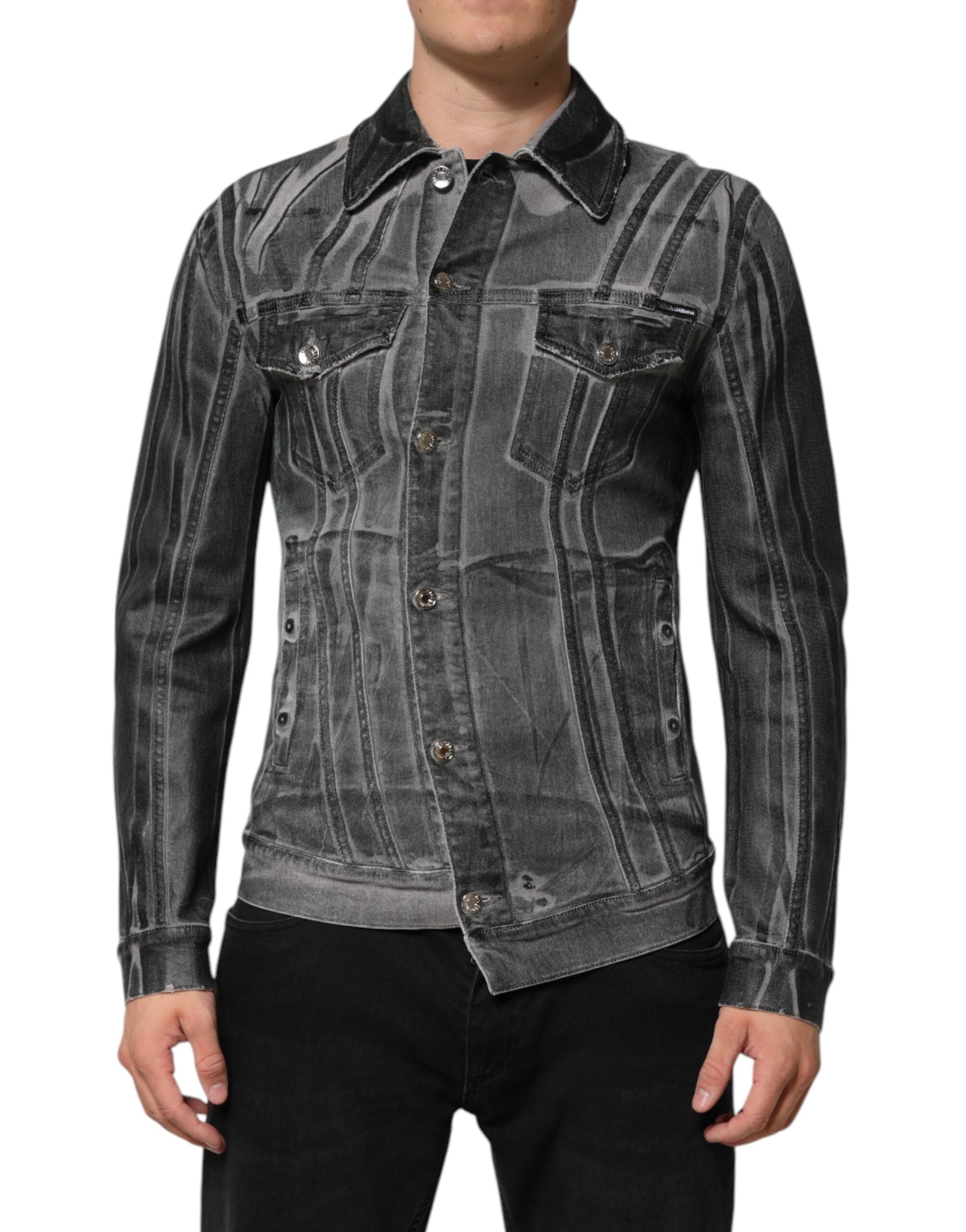Dolce & Gabbana Grey Washed Cotton Stretch Denim Jacket-2