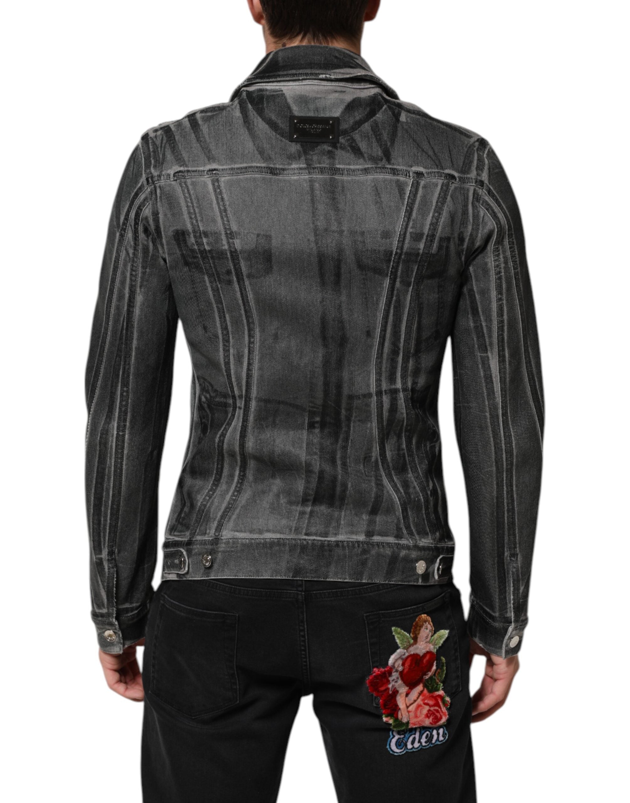 Dolce & Gabbana Grey Washed Cotton Stretch Denim Jacket-4