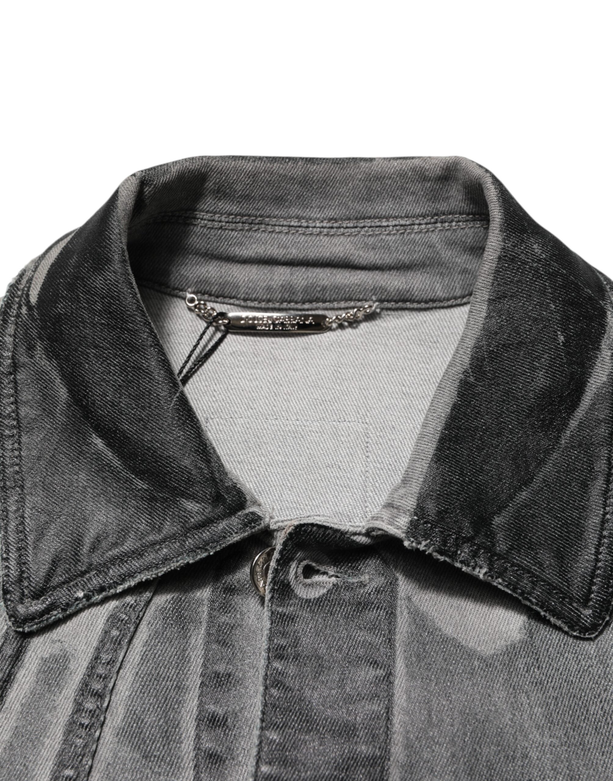 Dolce & Gabbana Grey Washed Cotton Stretch Denim Jacket-5