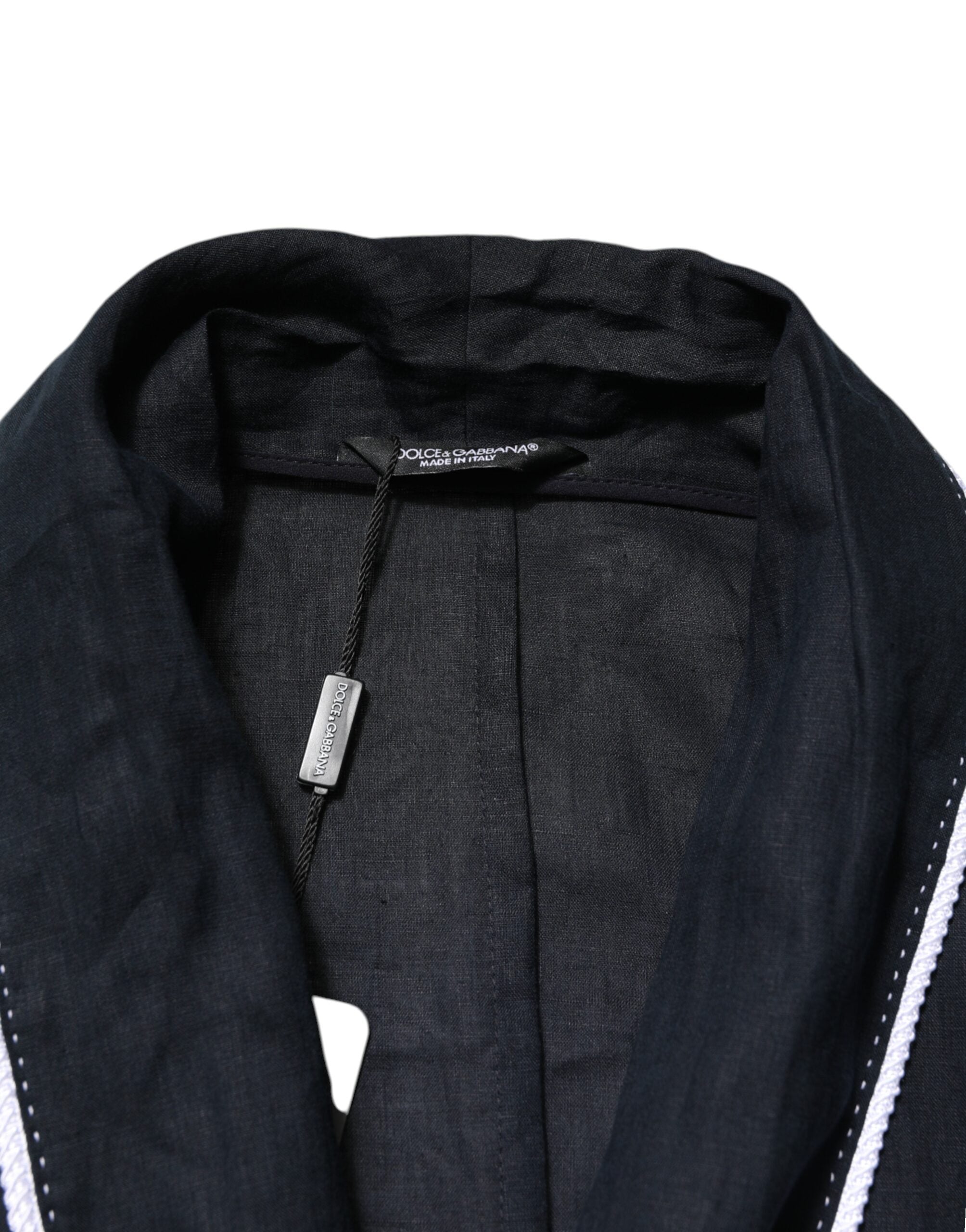 Dolce & Gabbana Dark Blue DG Embroidered Jacket Robe Blazer-6