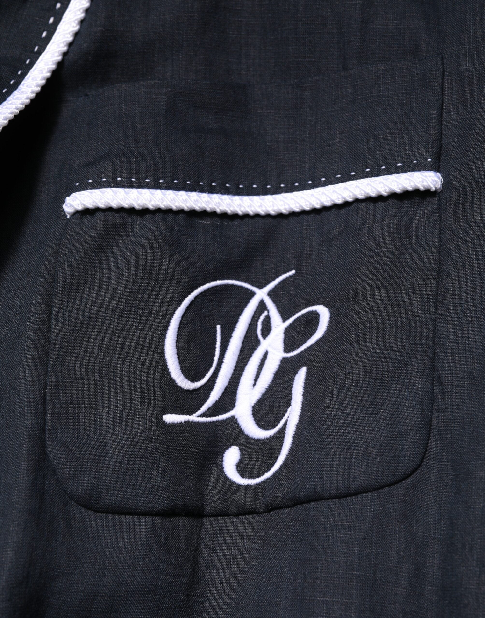 Dolce & Gabbana Dark Blue DG Embroidered Jacket Robe Blazer-7