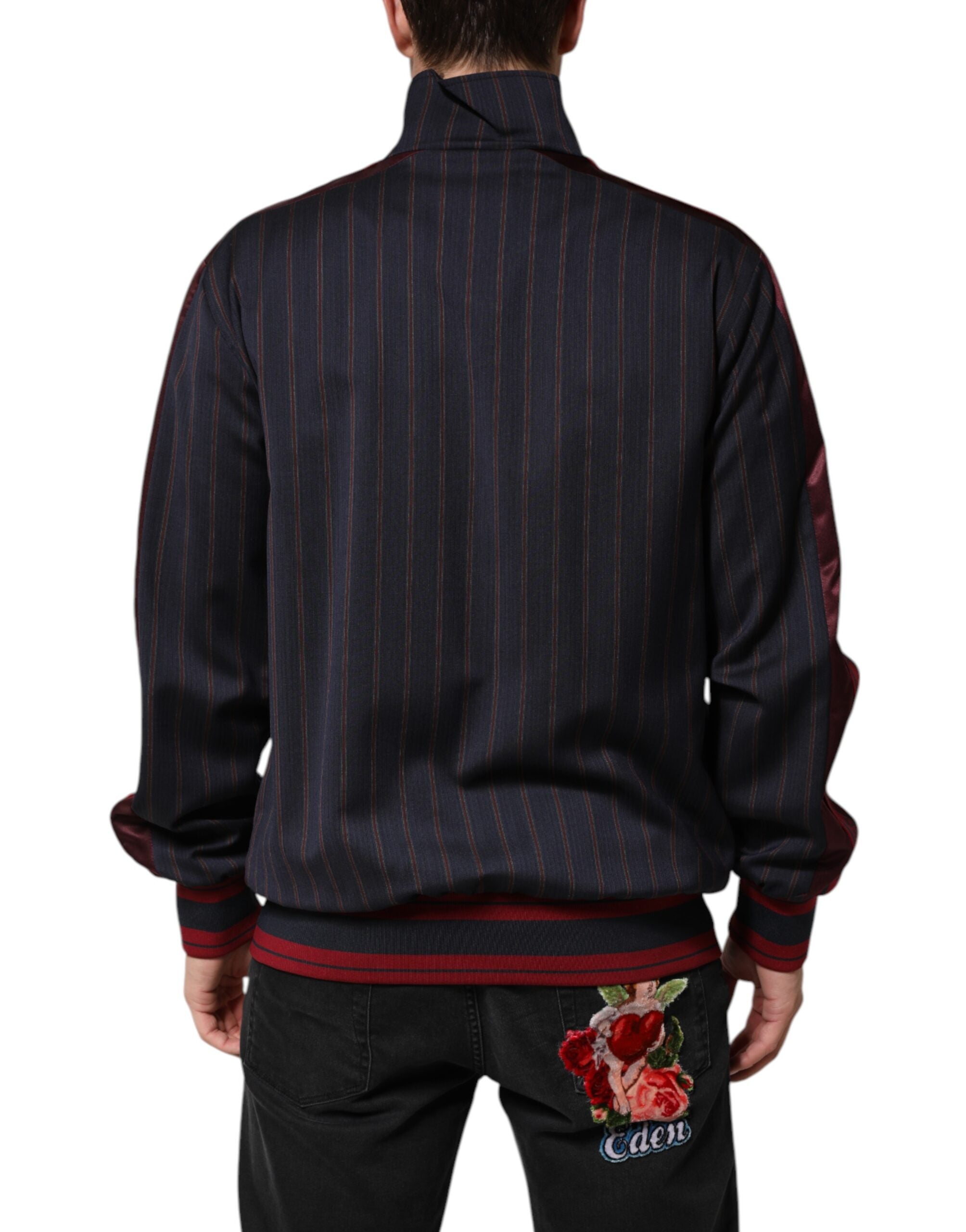 Dolce & Gabbana blue and red striped logo plaque full zip jacket-4