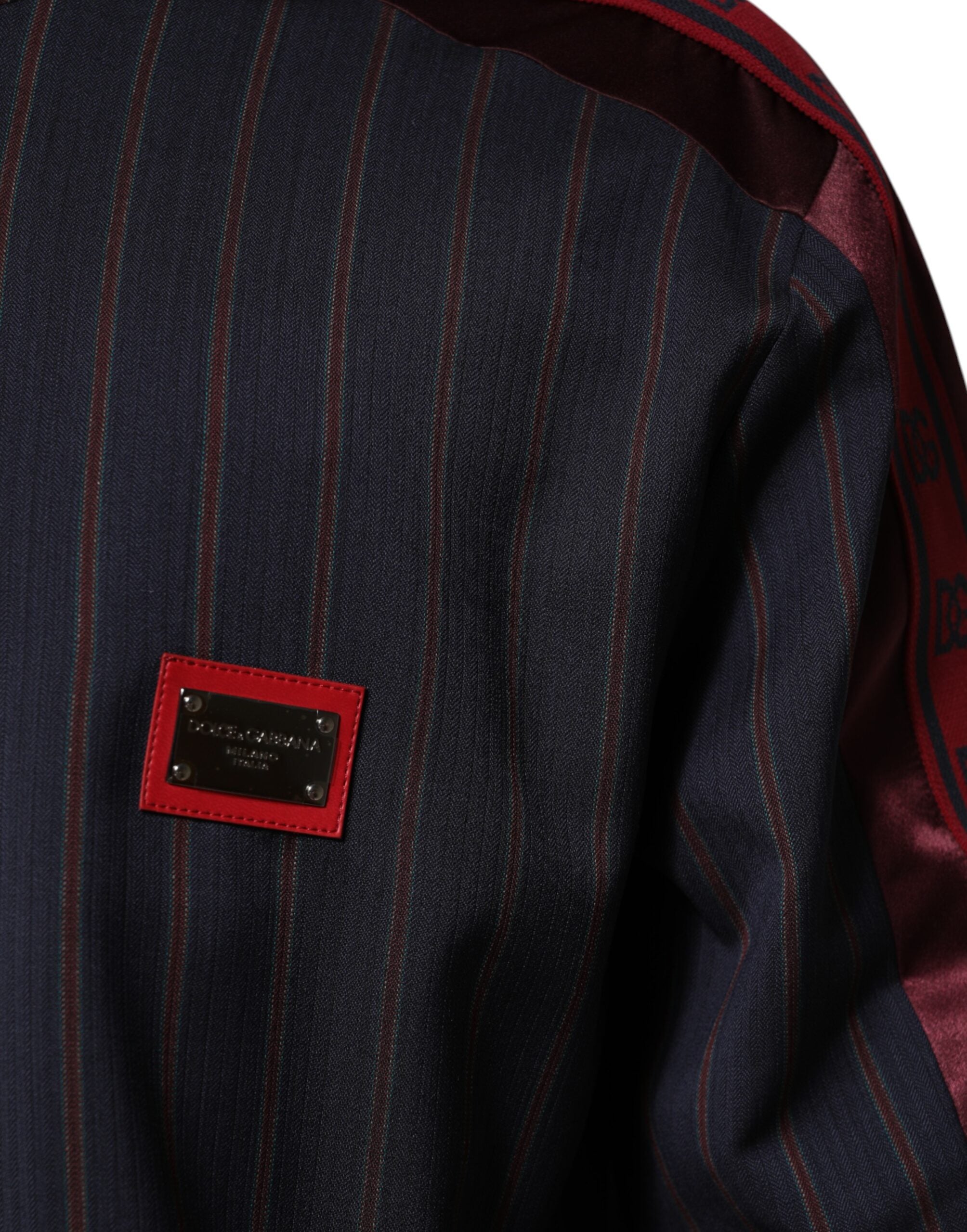 Dolce & Gabbana blue and red striped logo plaque full zip jacket-5