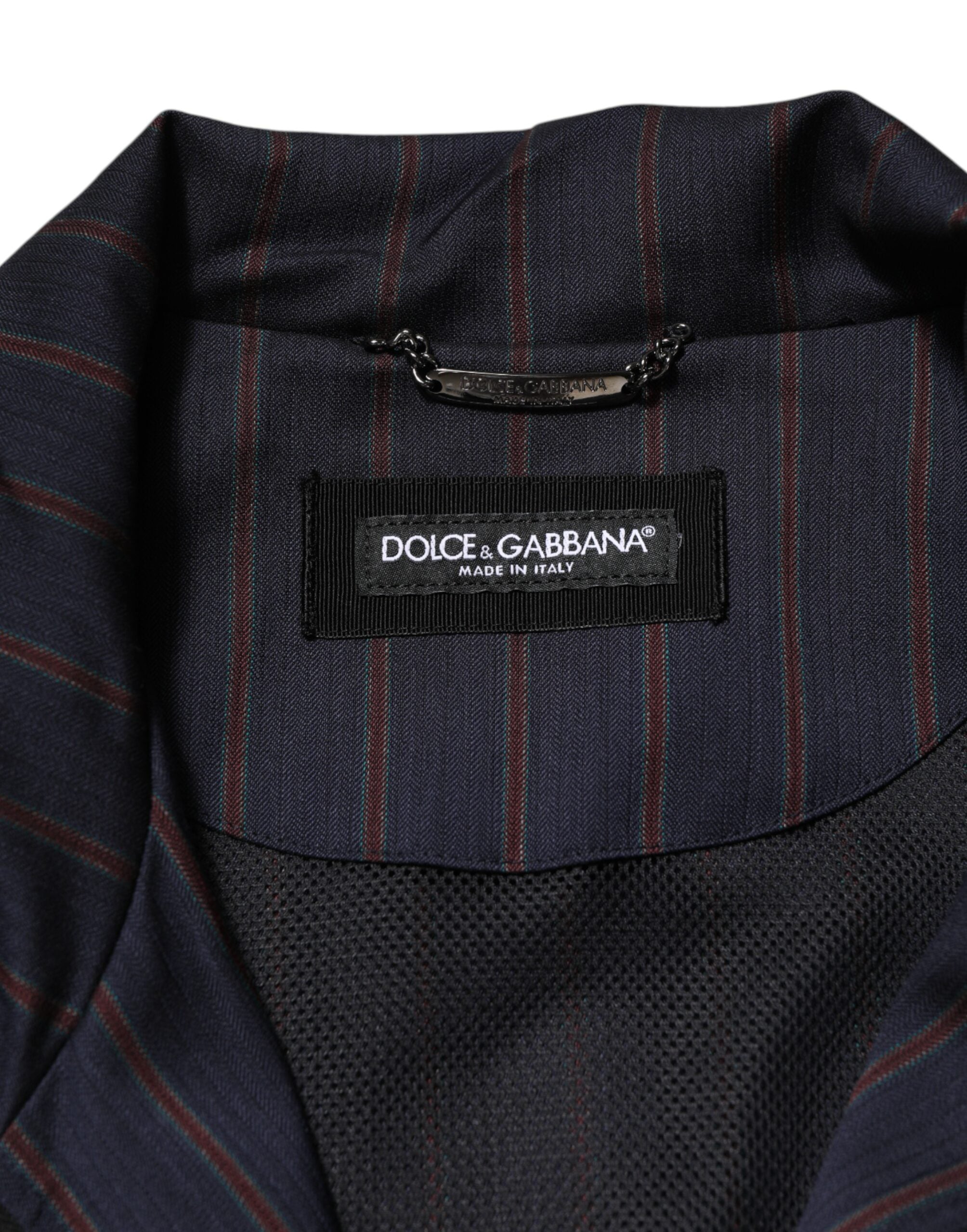Dolce & Gabbana blue and red striped logo plaque full zip jacket-6