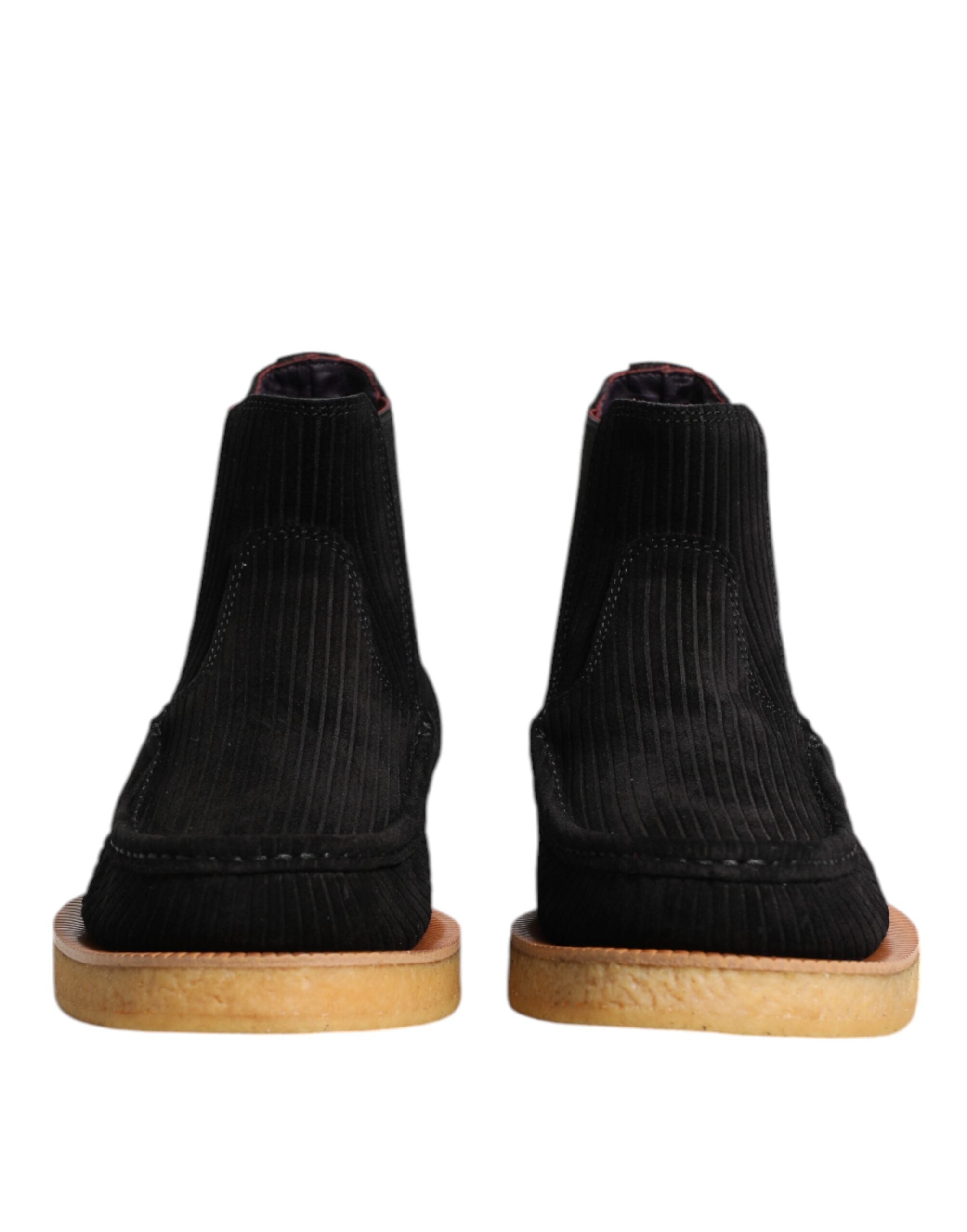 Dolce & Gabbana Schwarz Kalb Wildleder Slip On Stiefeletten Schuhe-2