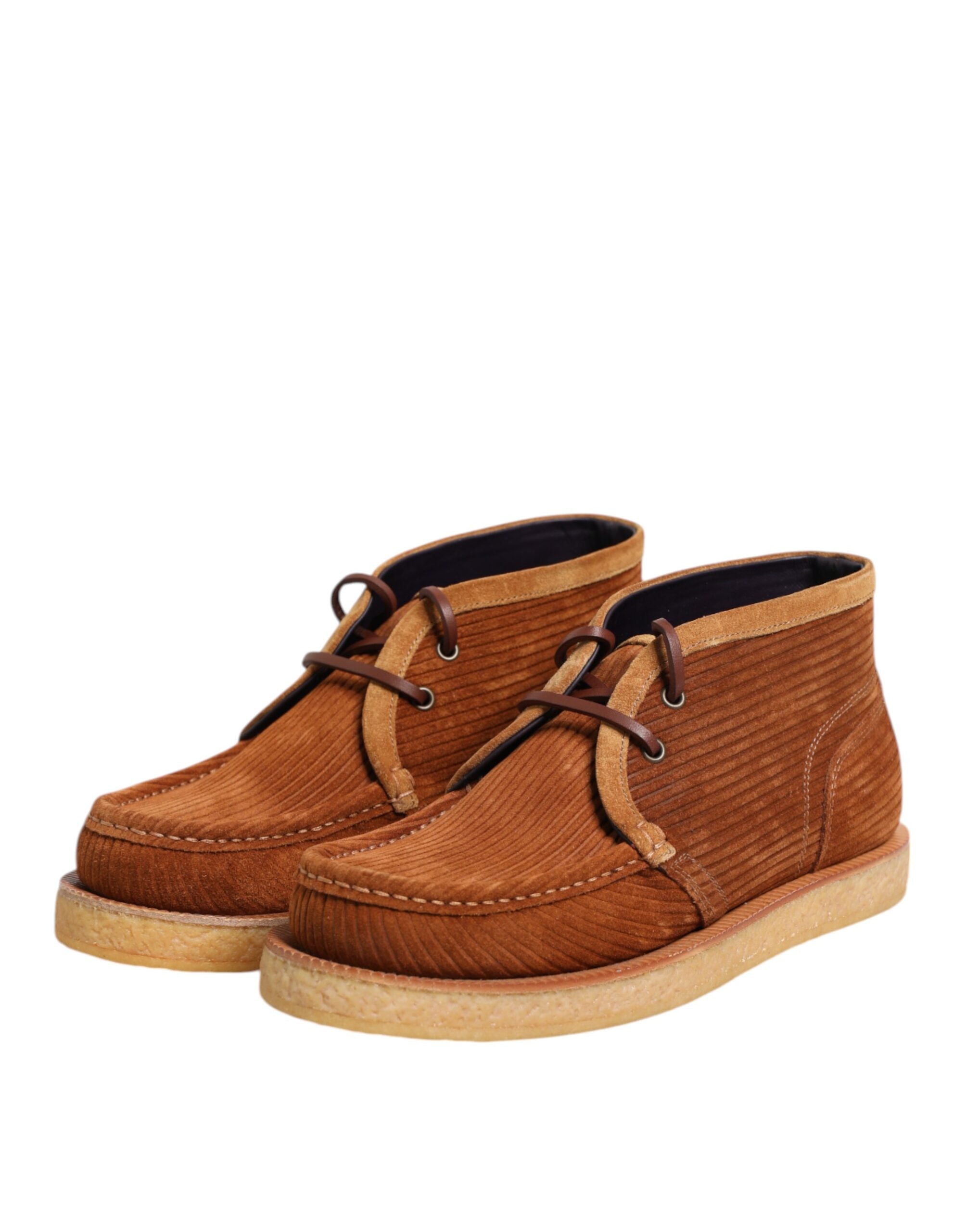 Dolce & Gabbana Brown Suede Nubuck Leather Desert Ankle Boots Shoes-4