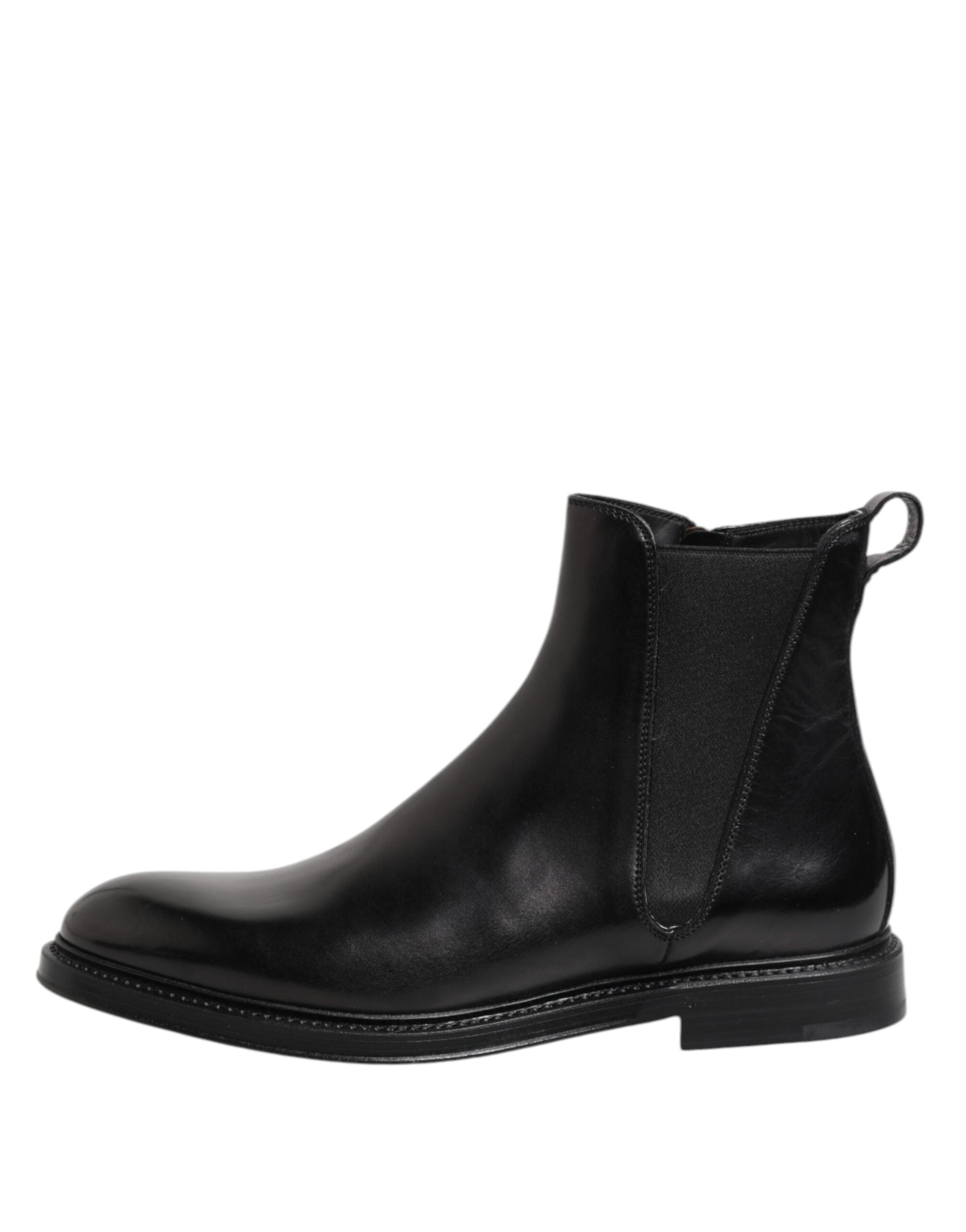 Dolce & Gabbana Black Chelsea Leather Mid Calf Boots Shoes-6