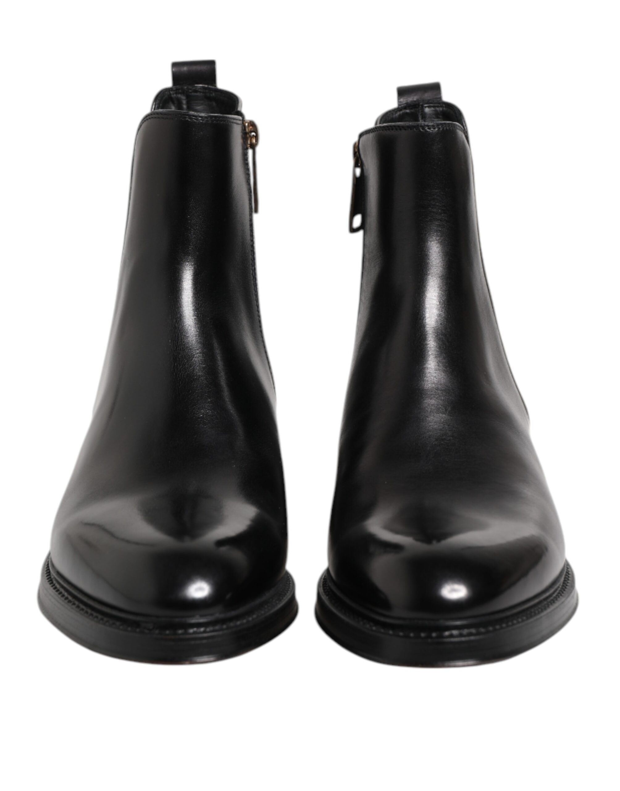 Dolce & Gabbana Black Chelsea Leather Mid Calf Boots Shoes-2