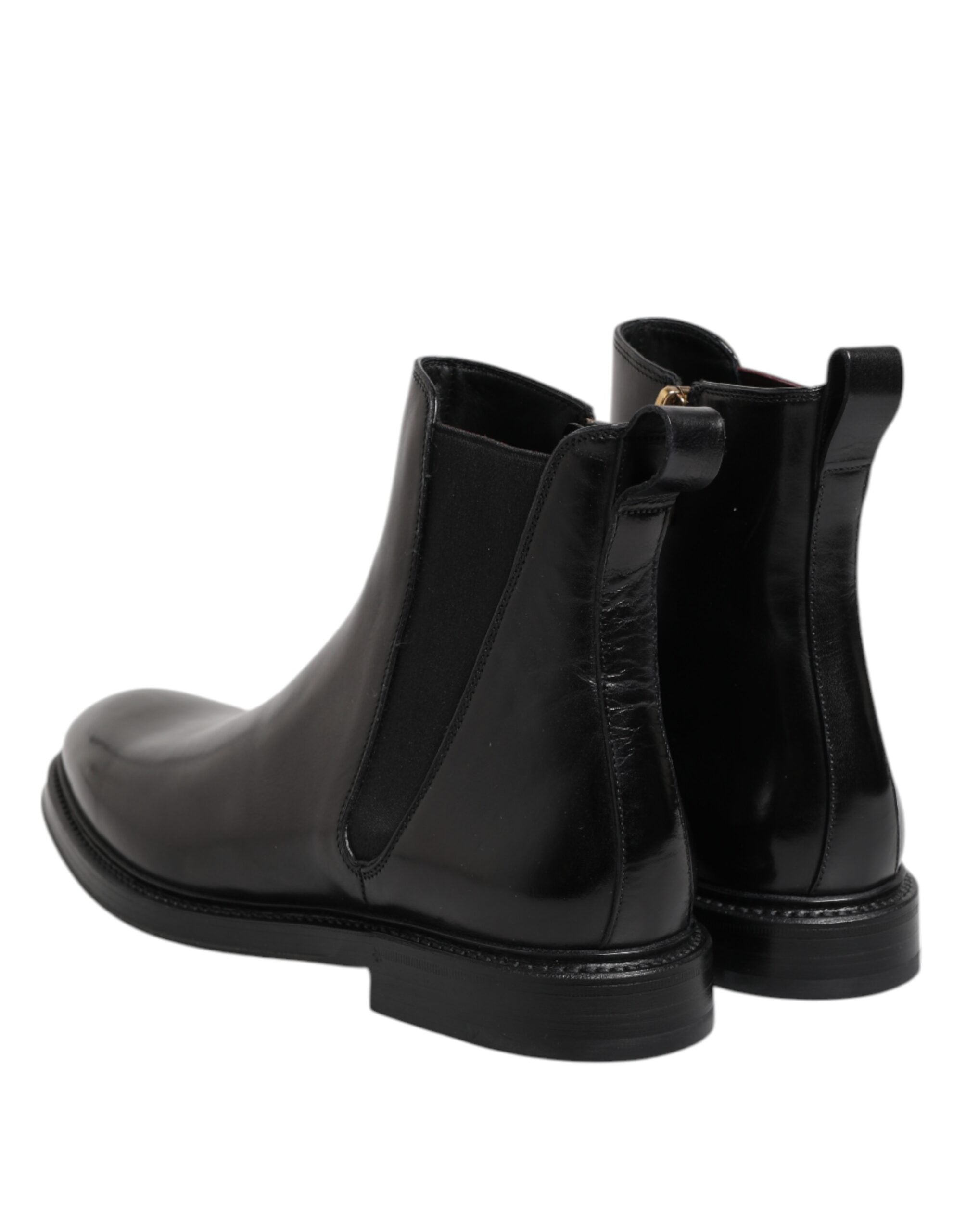 Dolce & Gabbana Black Chelsea Leather Mid Calf Boots Shoes-5