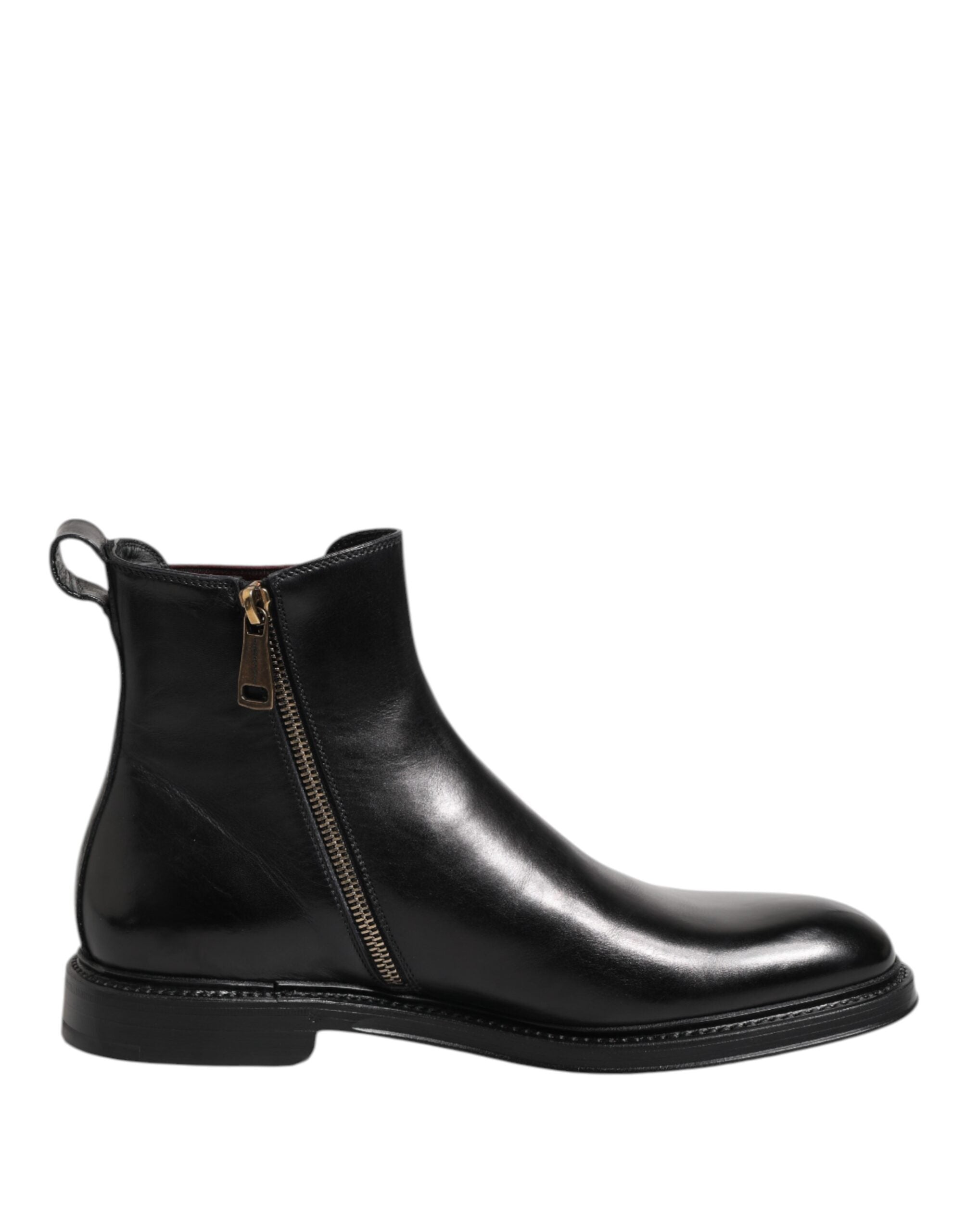 Dolce & Gabbana Black Chelsea Leather Mid Calf Boots Shoes-1