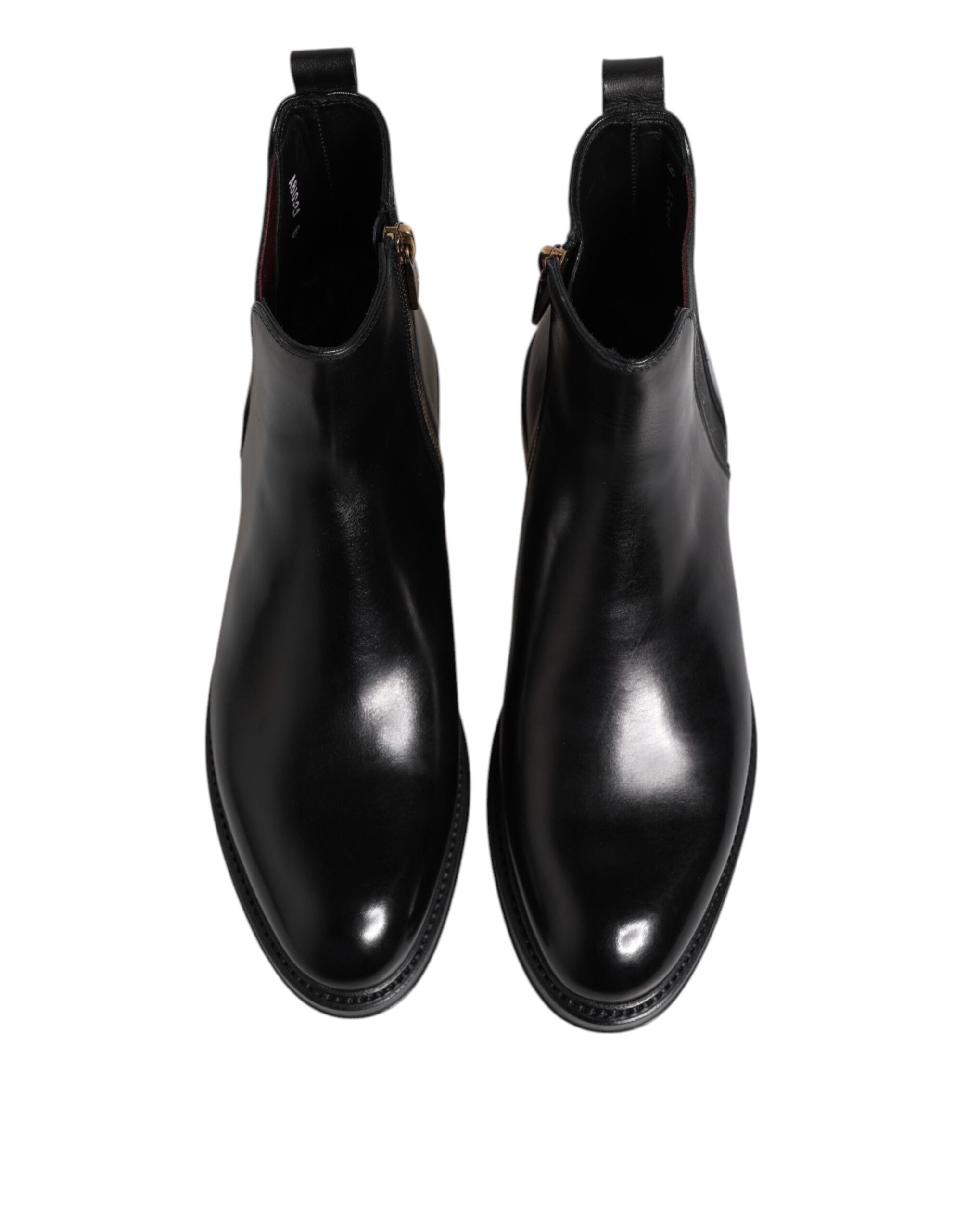 Dolce & Gabbana Schwarz Chelsea Leder Mid Calf Stiefel Schuhe-3