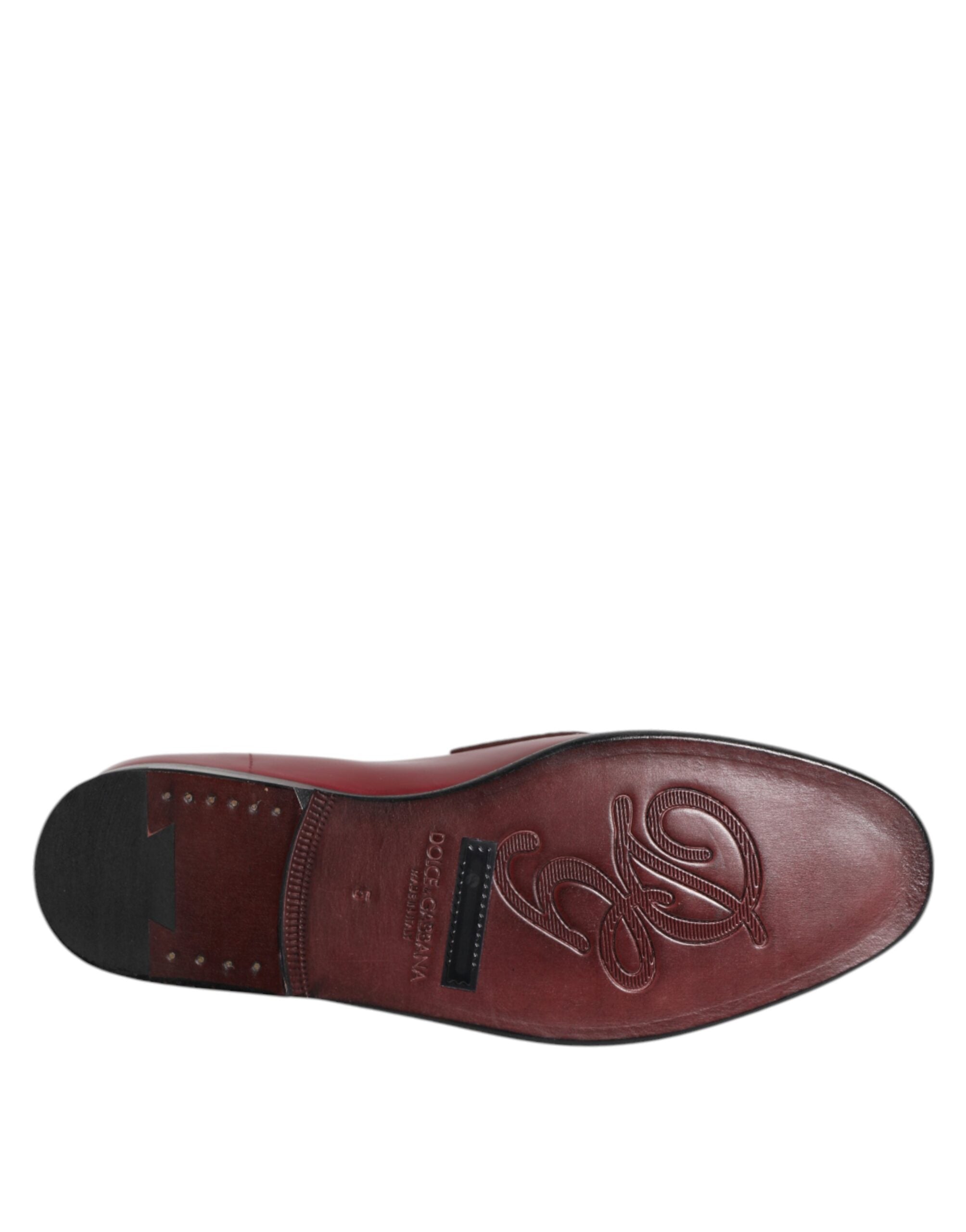 Zapatos formales sin cordones de piel burdeos de Dolce & Gabbana-8