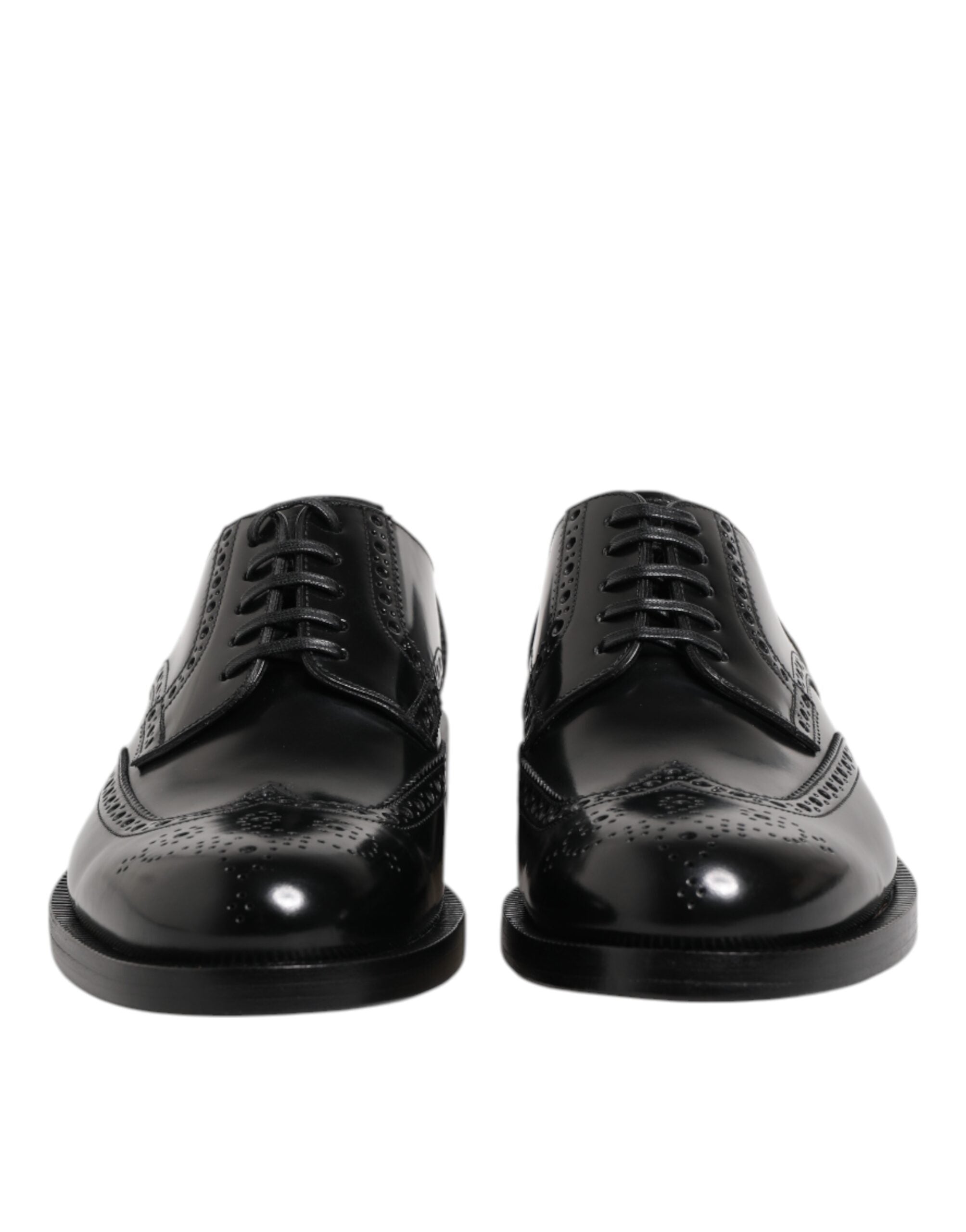 Dolce & Gabbana Schwarzes Leder Derby Wingtip Formelle Schuhe-2