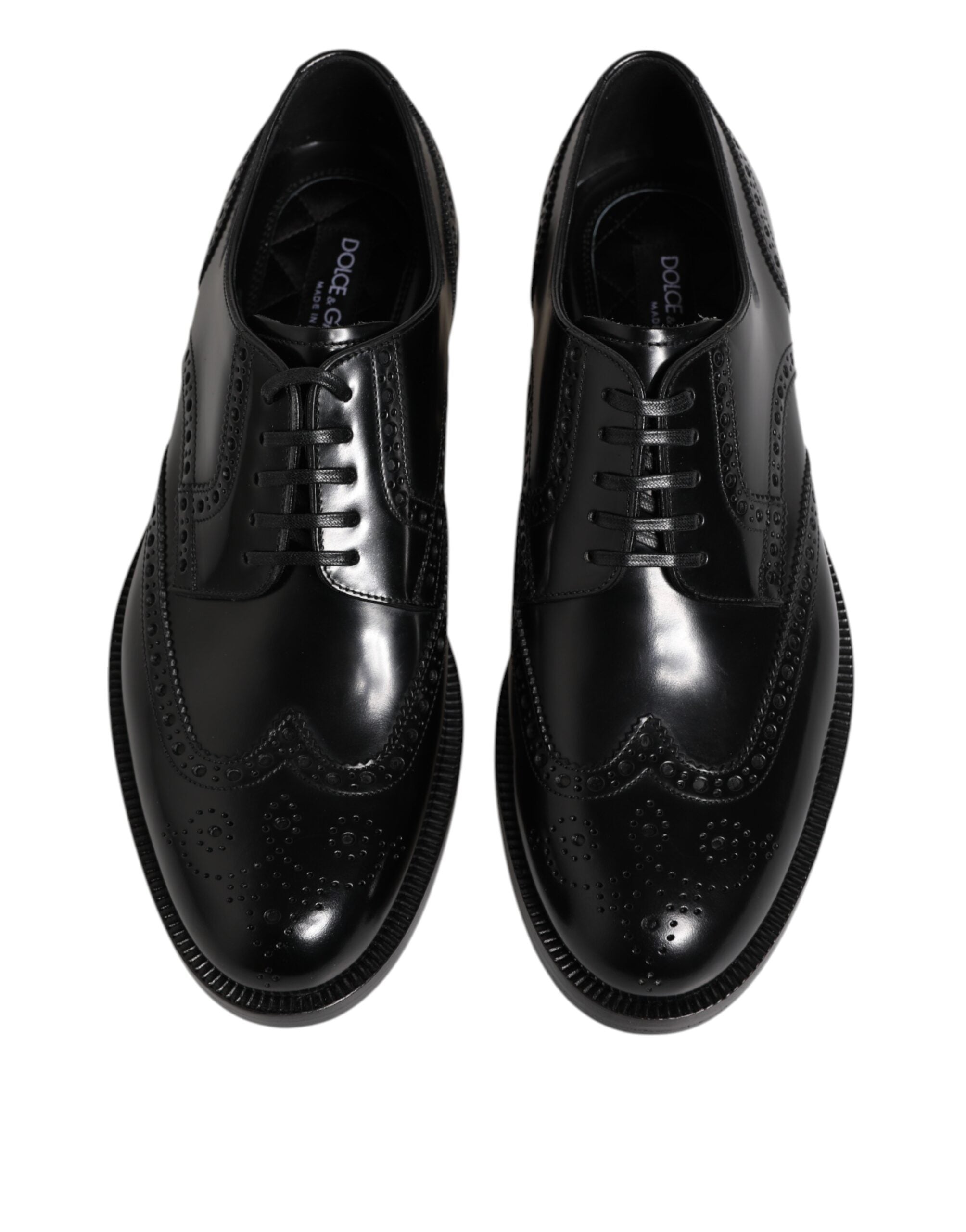 Dolce & Gabbana Schwarzes Leder Derby Wingtip Formelle Schuhe-3