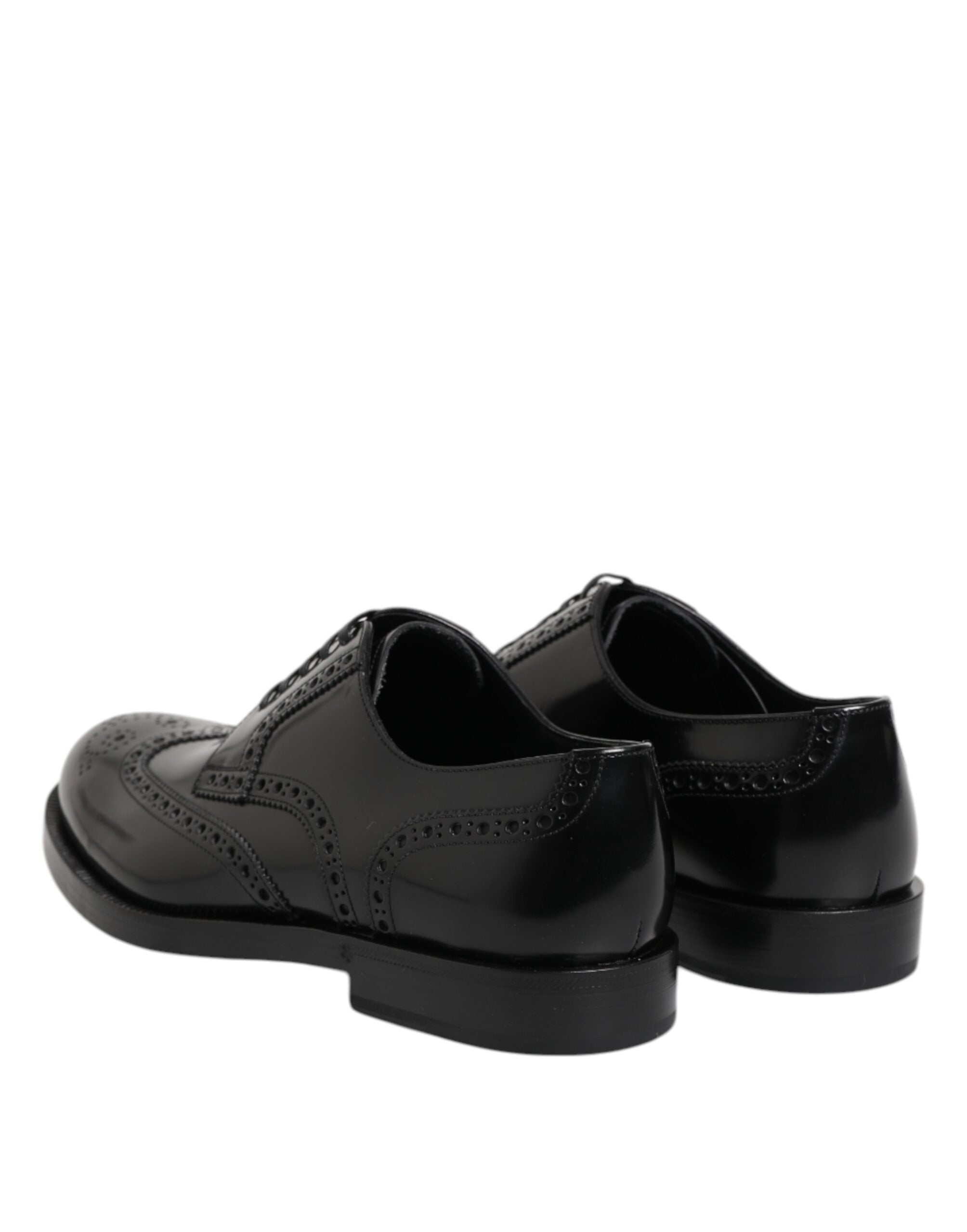 Dolce & Gabbana Schwarzes Leder Derby Wingtip Formelle Schuhe-5