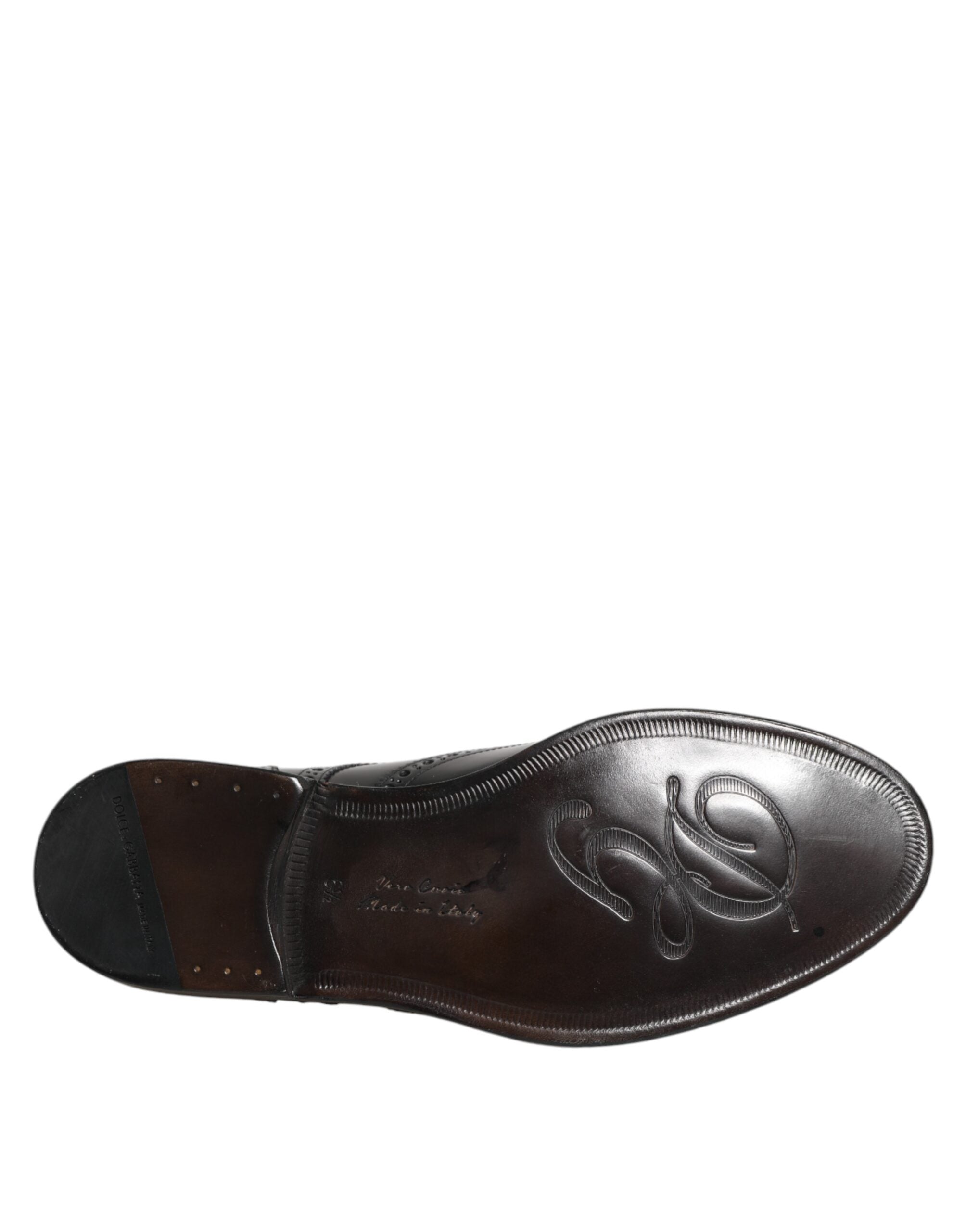 Dolce & Gabbana Schwarzes Leder Derby Wingtip Formelle Schuhe-8