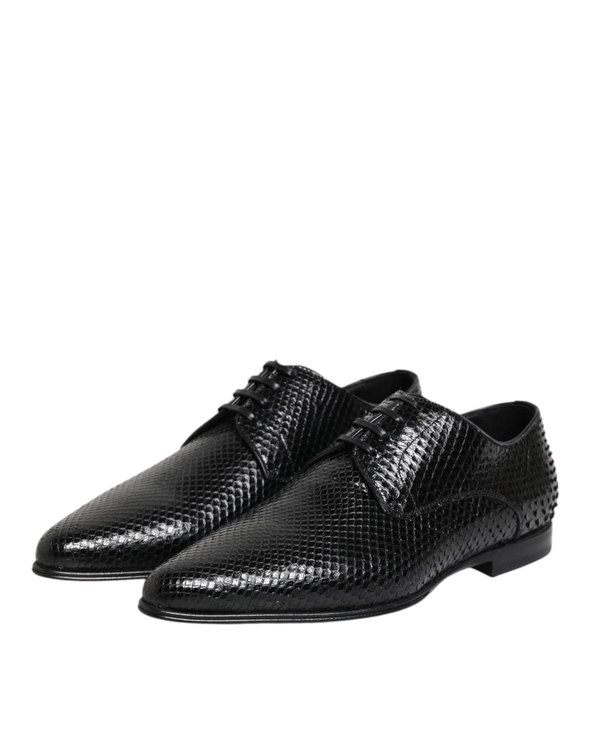 Dolce & Gabbana Schwarze Exotische Leder Schnürschuhe Derby-4