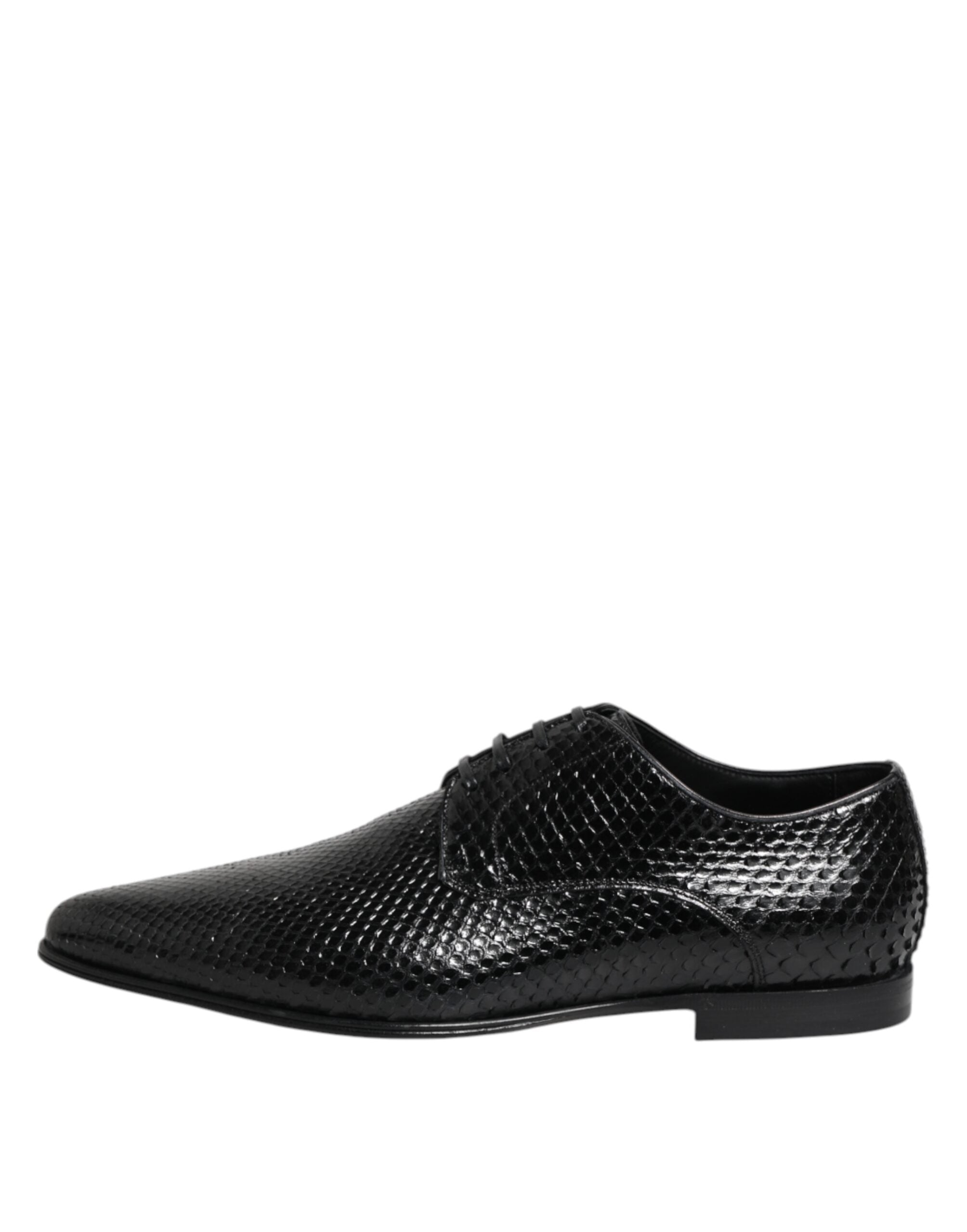 Dolce & Gabbana Schwarze Exotische Leder Schnürschuhe Derby-6