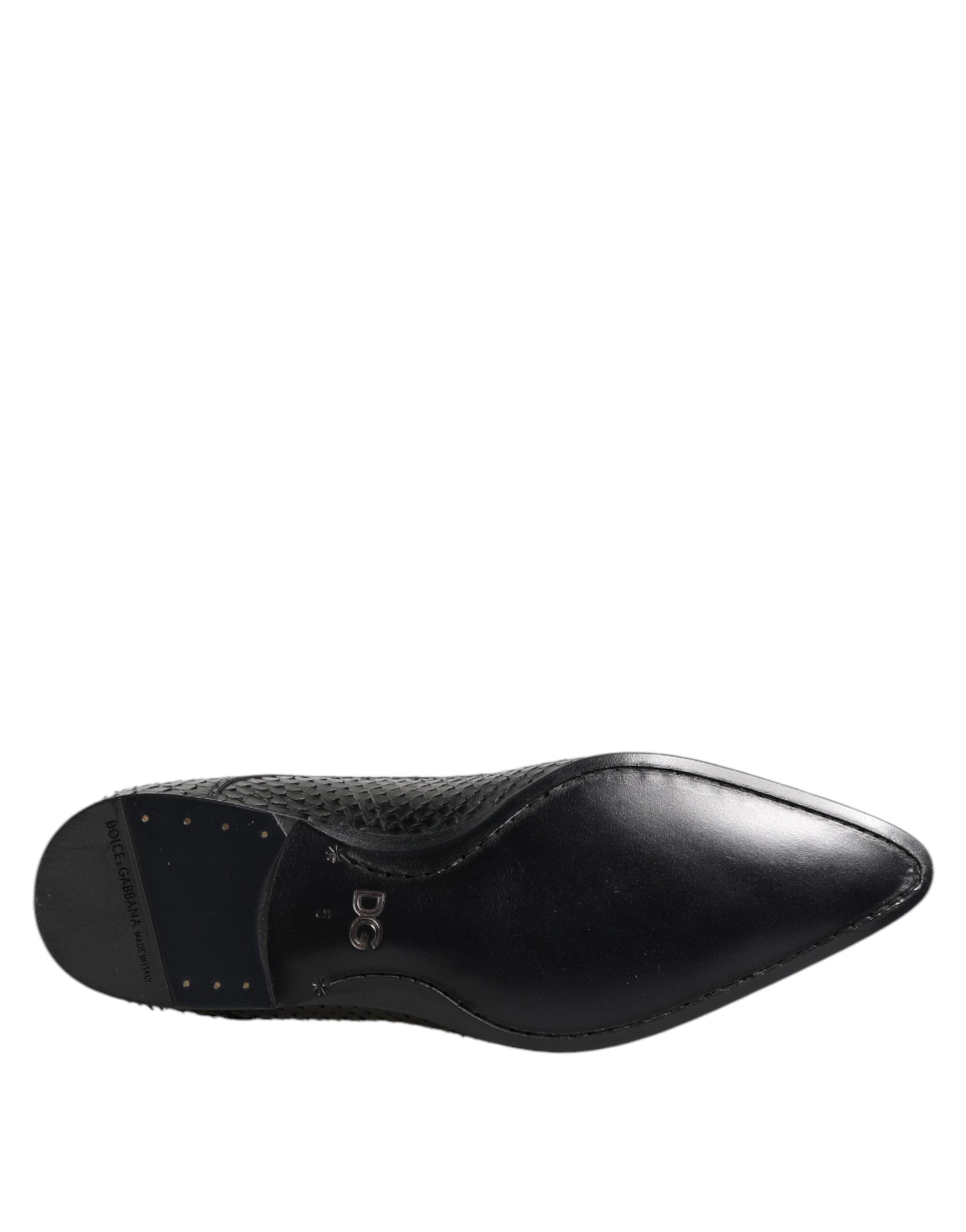 Dolce & Gabbana Schwarze Exotische Leder Schnürschuhe Derby-8