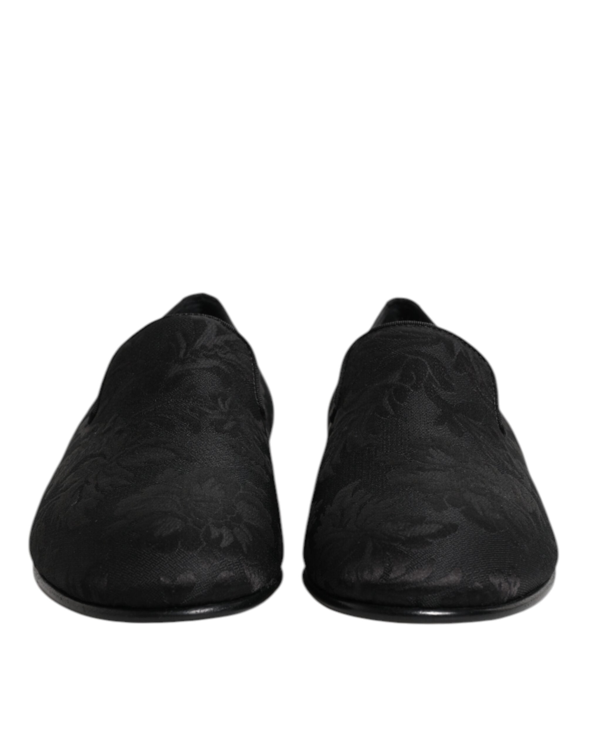 Dolce & Gabbana Black Floral Brocade Loafers Men's Dress Shoes-2
