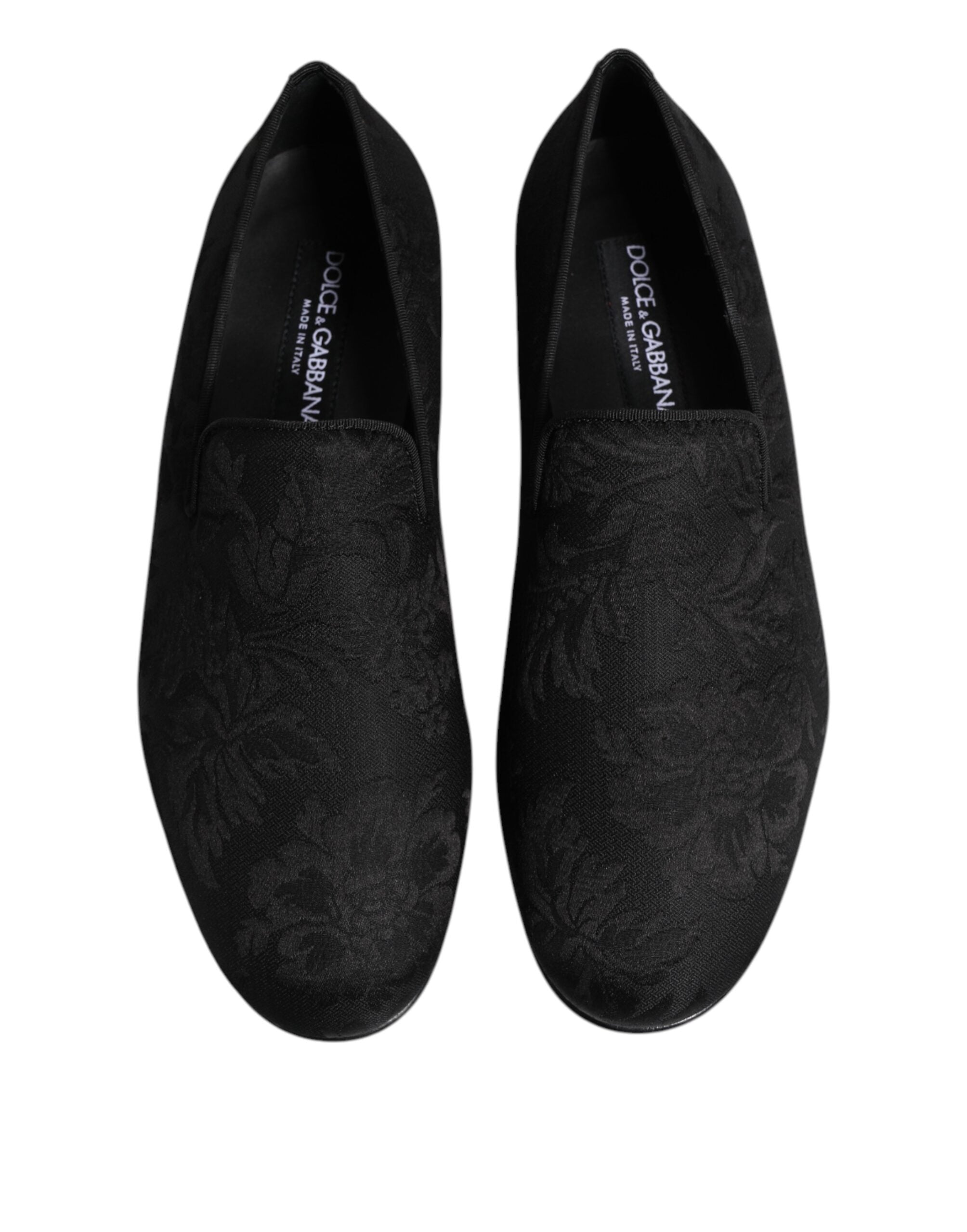 Dolce & Gabbana Black Floral Brocade Loafers Men's Dress Shoes-3