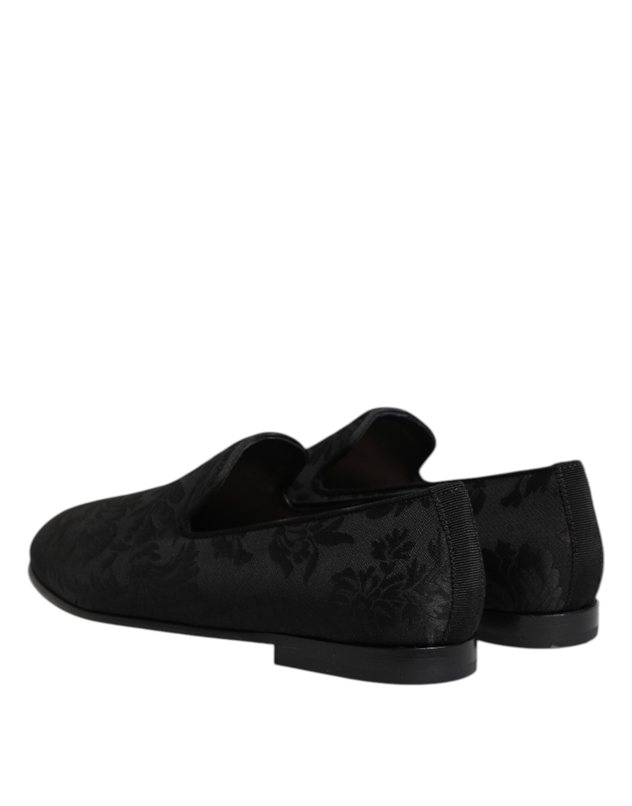 Dolce & Gabbana Black Floral Brocade Loafers Men's Dress Shoes-5