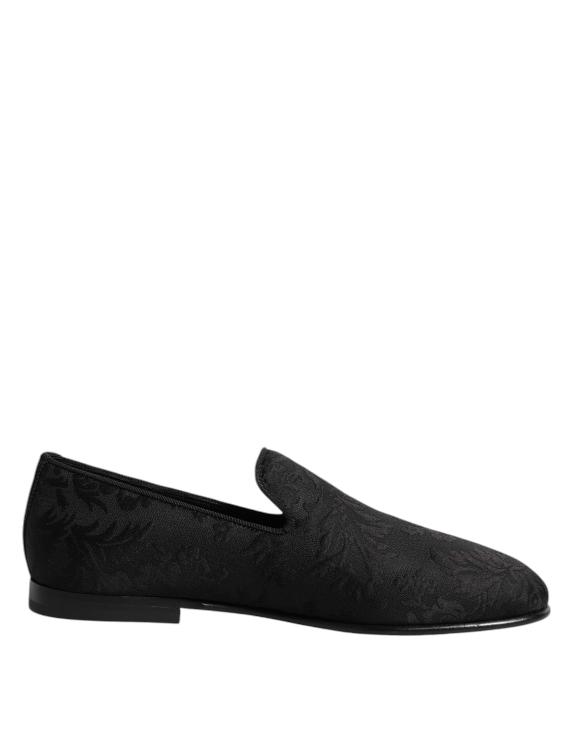 Dolce & Gabbana Black Floral Brocade Loafers Men's Dress Shoes-7