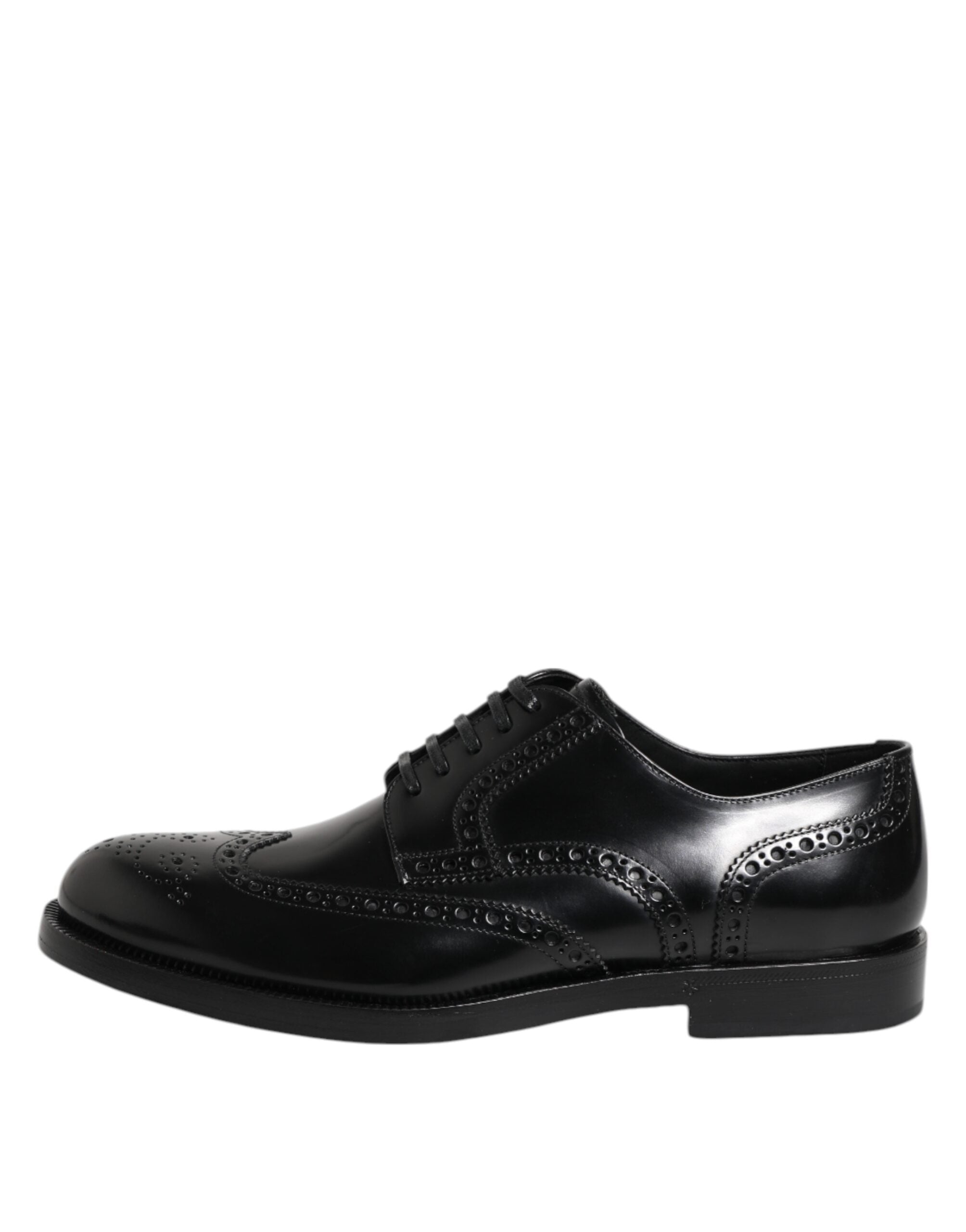 Dolce & Gabbana Black Leather Derby Wingtip Formal Shoes-6