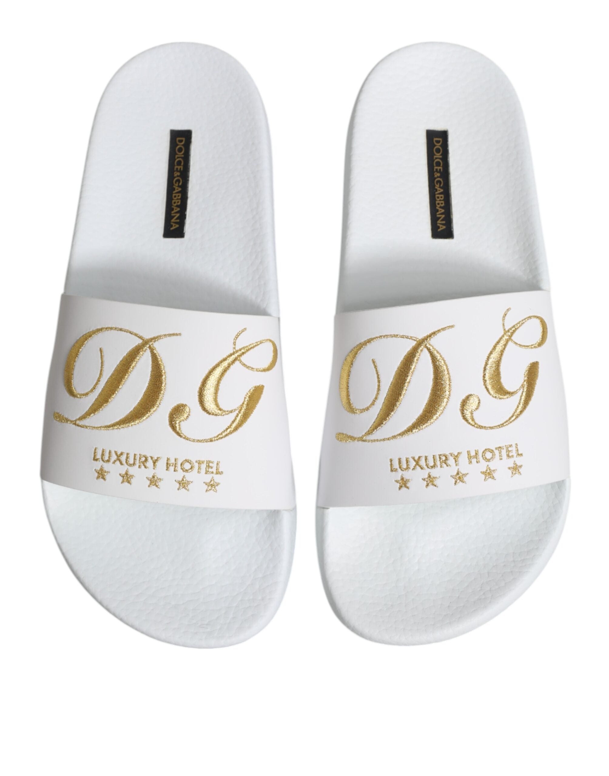 Sandalias tipo mules de cuero blanco de Dolce & Gabbana para la playa-3