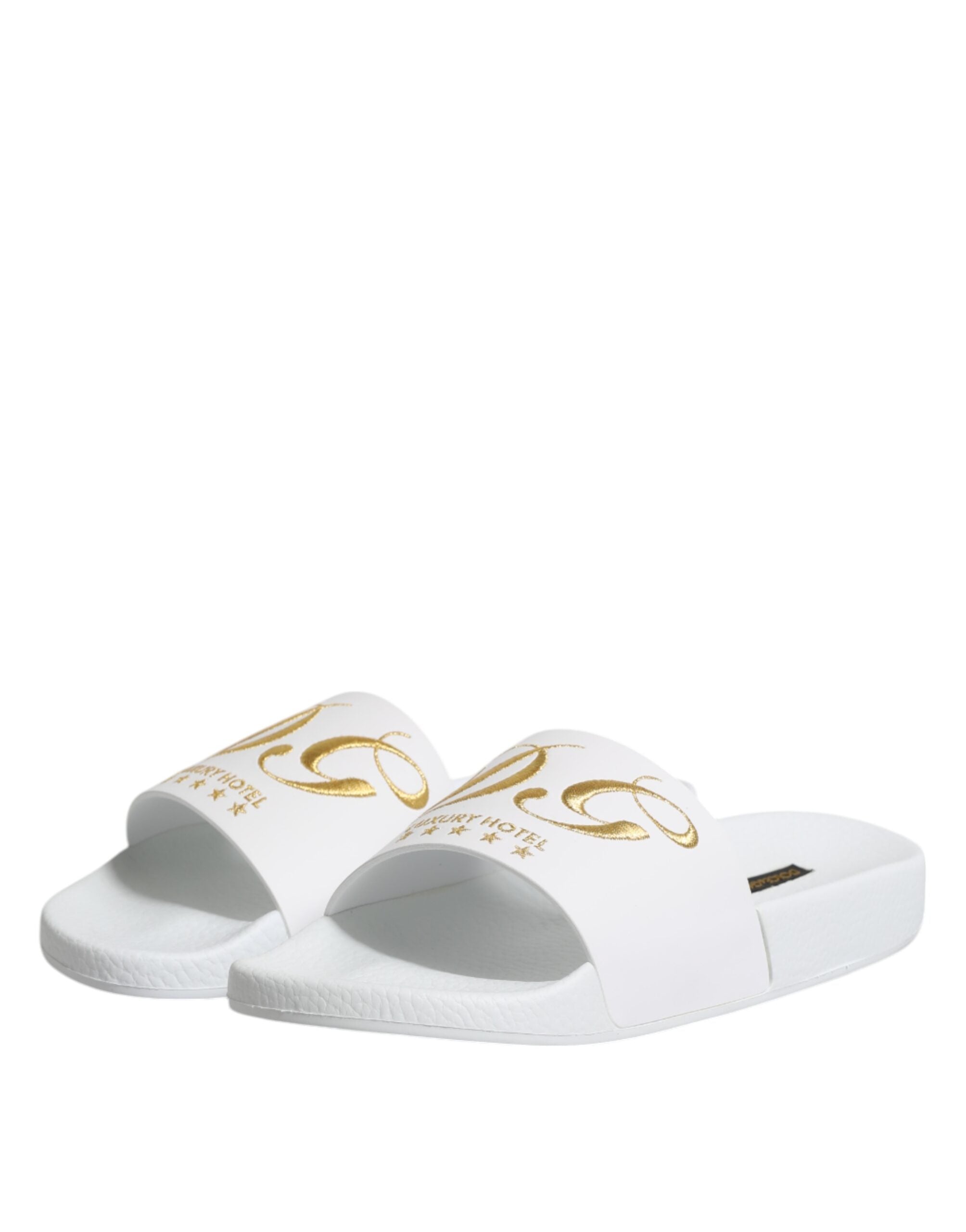 Sandalias tipo mules de cuero blanco de Dolce & Gabbana para la playa-4