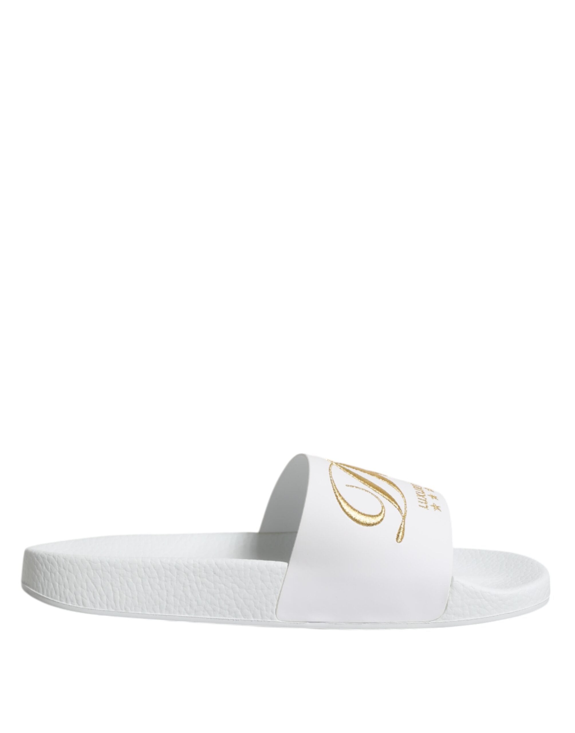 Sandalias tipo mules de cuero blanco de Dolce & Gabbana para la playa-7