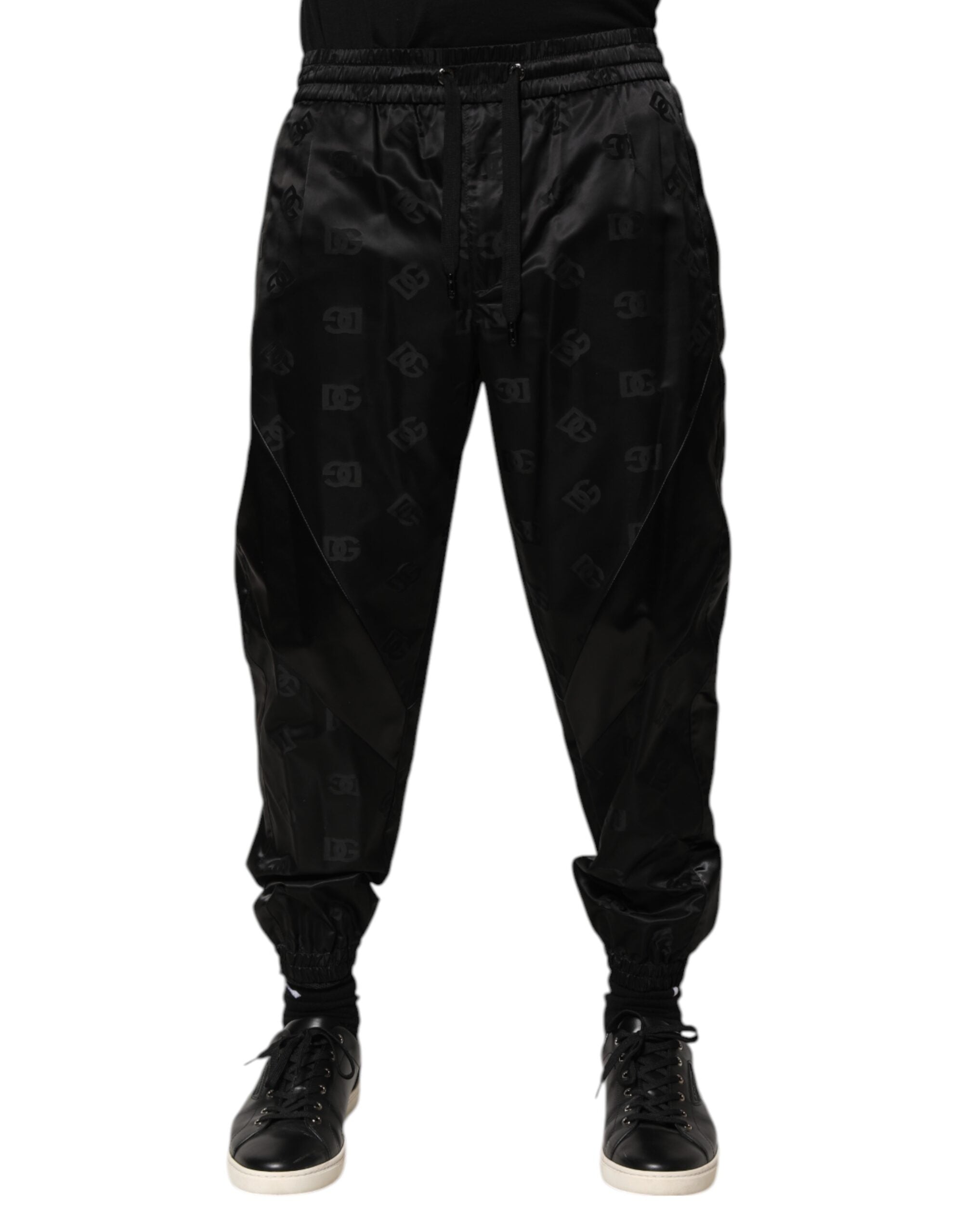 Pantalones deportivos Dolce & Gabbana con estampado DG del logotipo negro para hombre-1