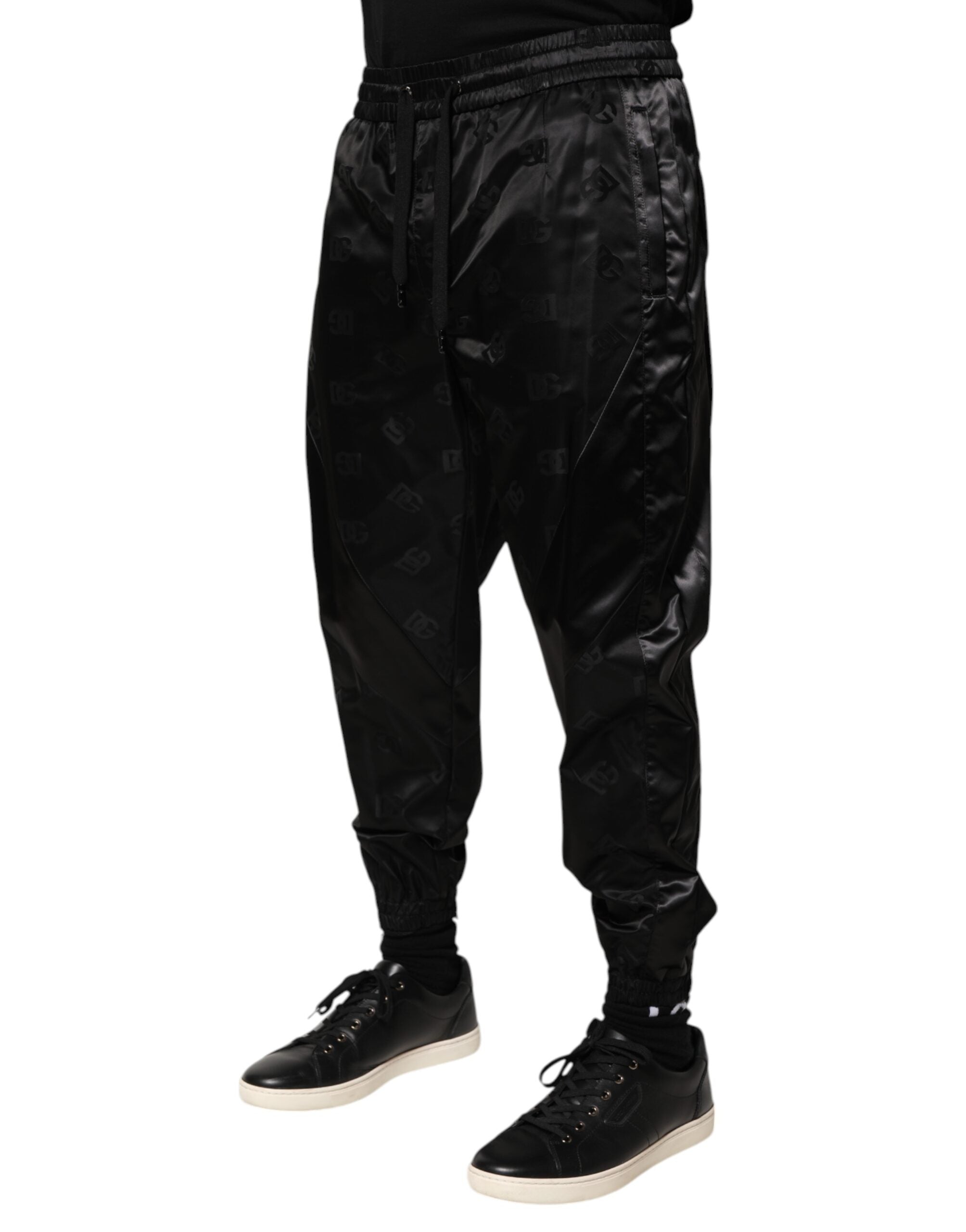 Pantalones deportivos Dolce & Gabbana con estampado DG del logotipo negro para hombre-3