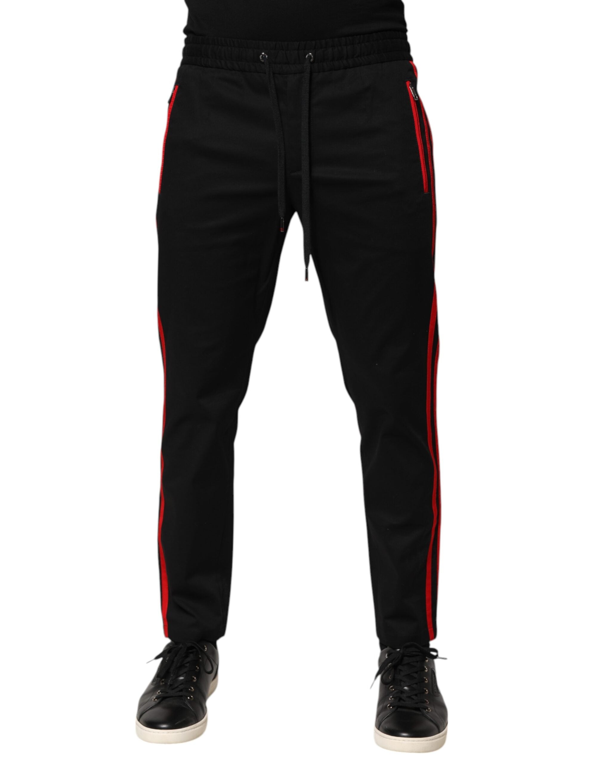 Dolce & Gabbana Red Striped Cotton Logo Jogger Sweatpants-2