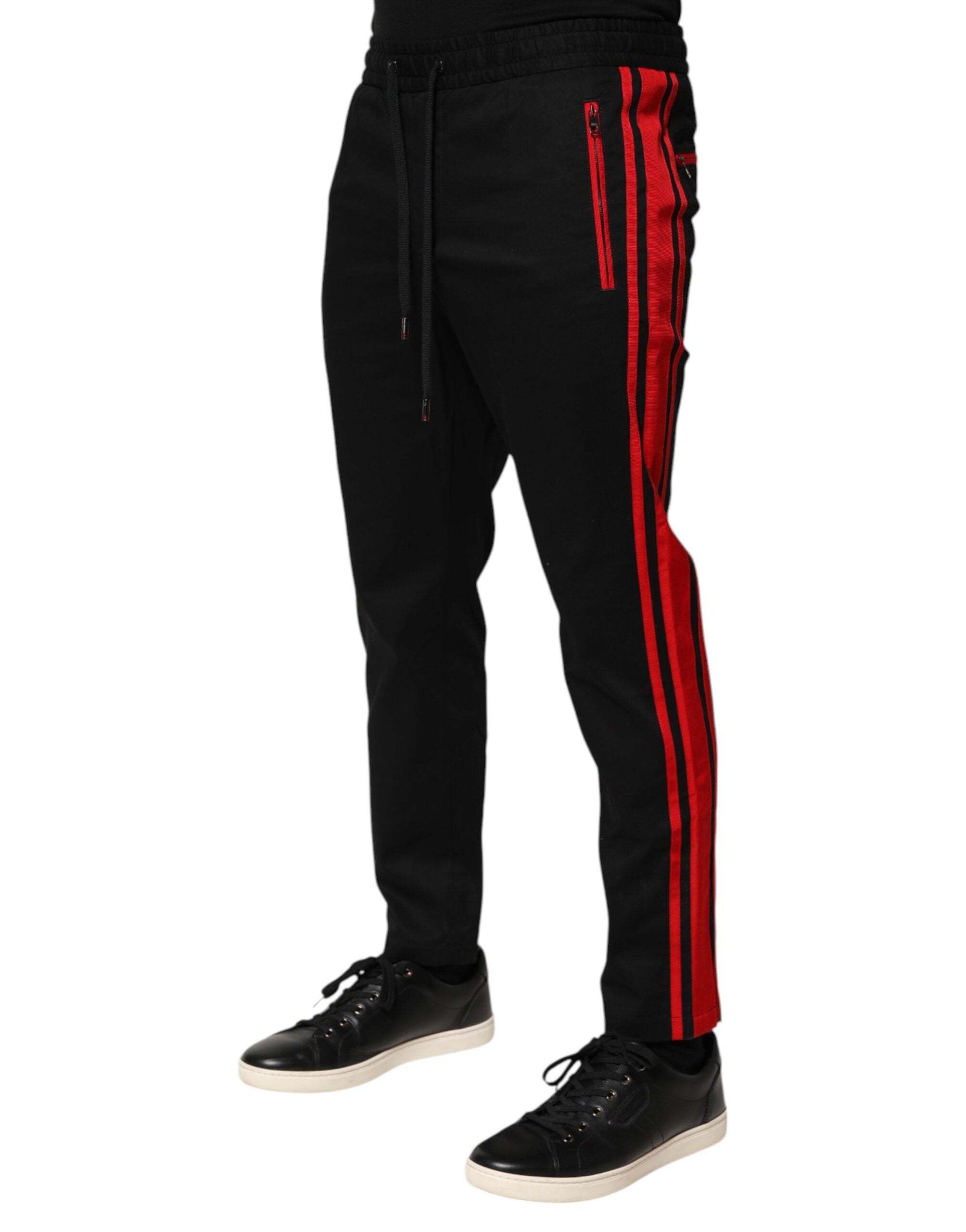Dolce & Gabbana Red Striped Cotton Logo Jogger Sweatpants-3