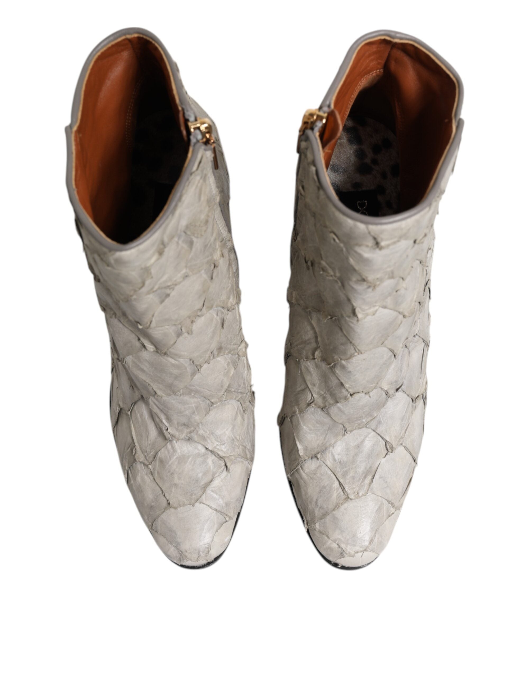 Botines de tacón de piel blanca de Dolce & Gabbana-3
