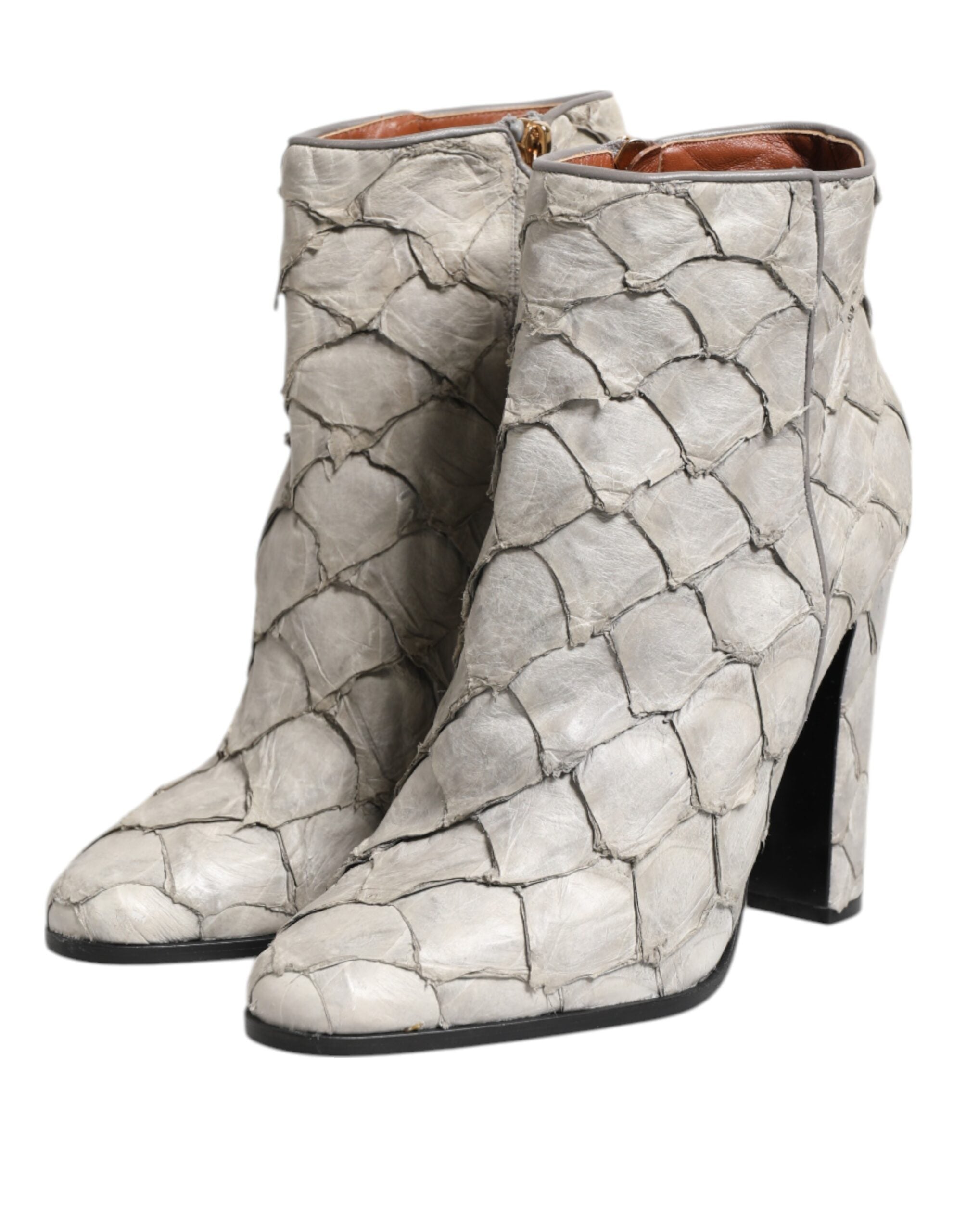 Botines de tacón de piel blanca de Dolce & Gabbana-4