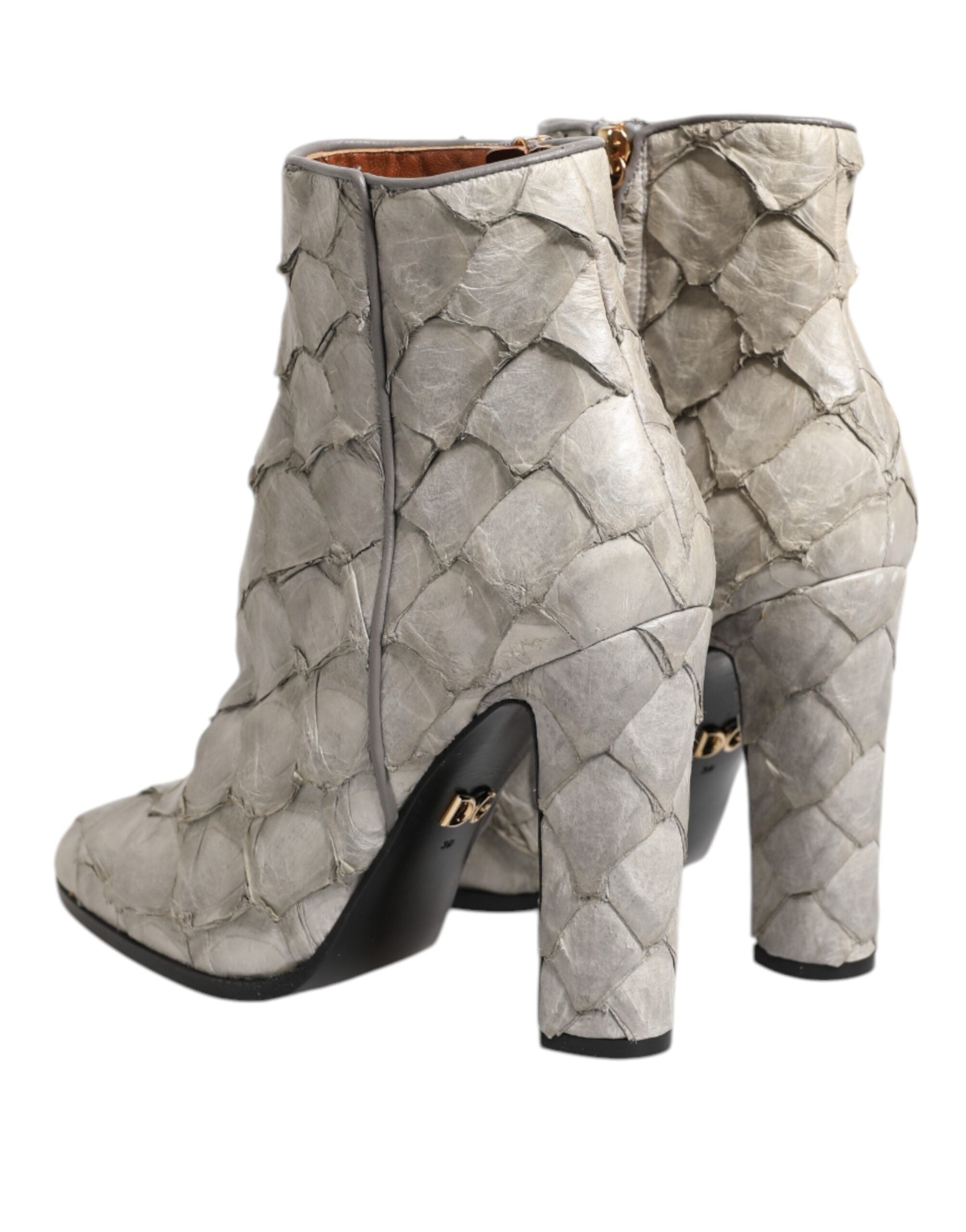 Botines de tacón de piel blanca de Dolce & Gabbana-5