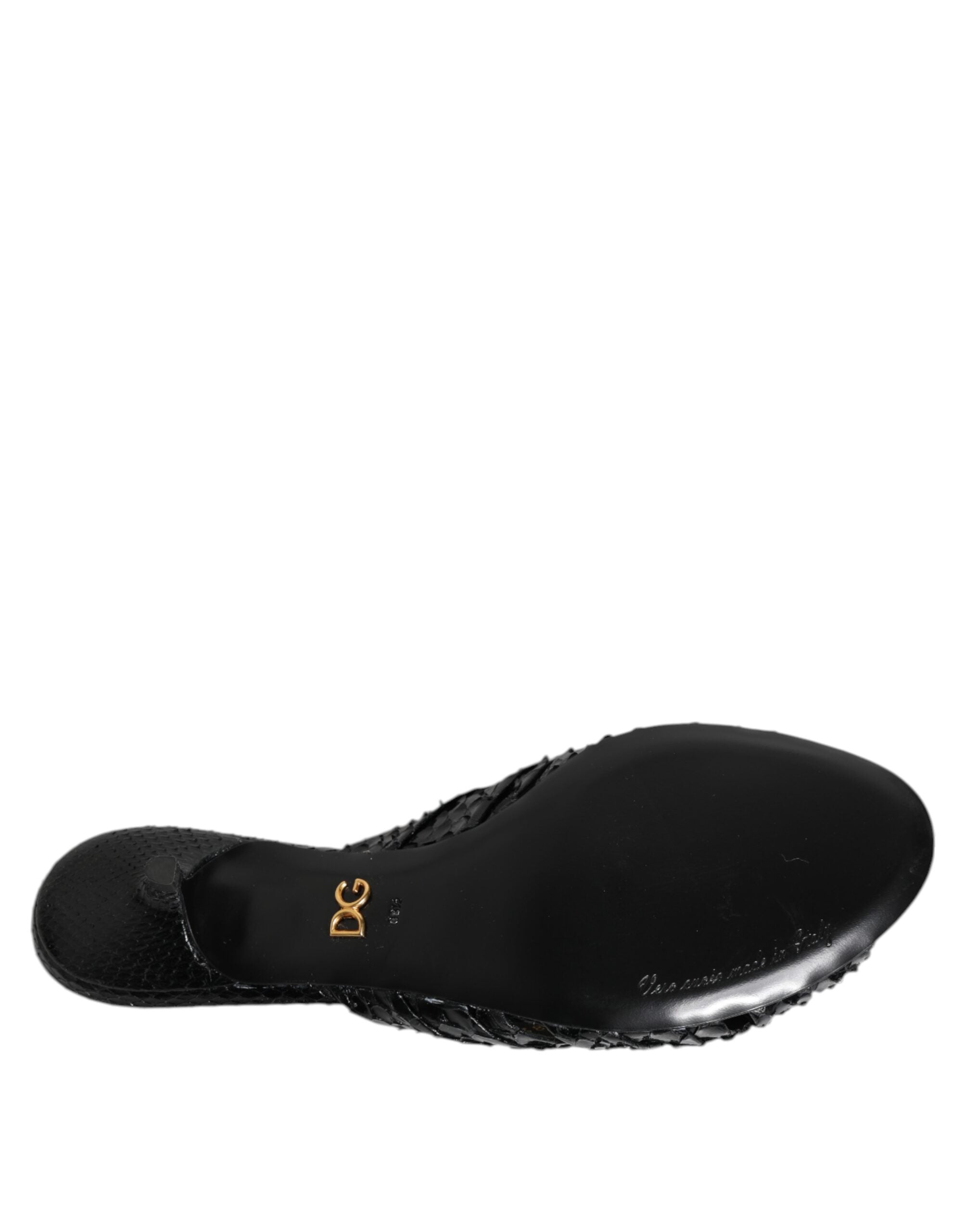 Dolce & Gabbana Black Leather Heeled Sandals Shoes-8
