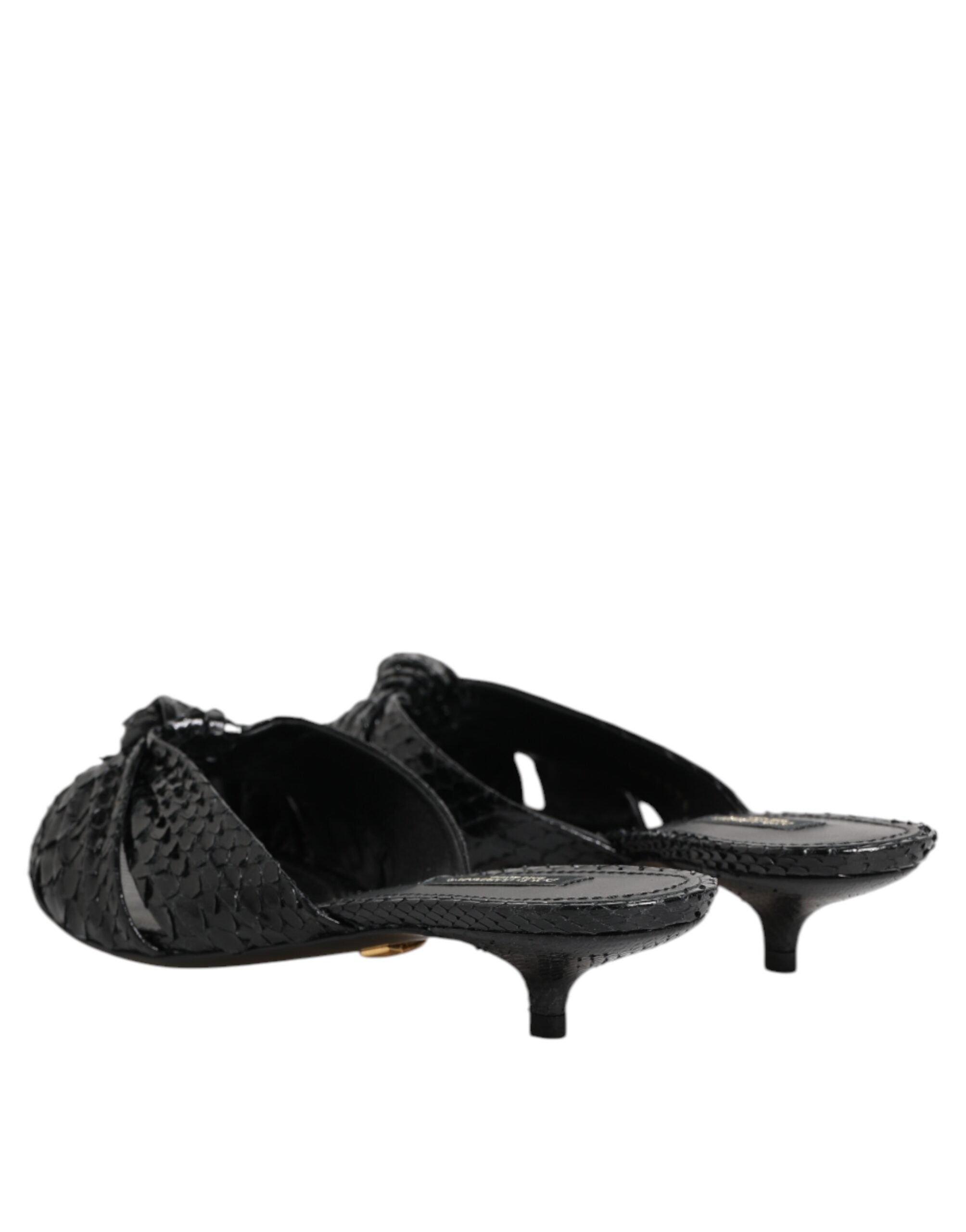 Dolce & Gabbana Schwarz Leder Absätze Sandalen Schuhe-5